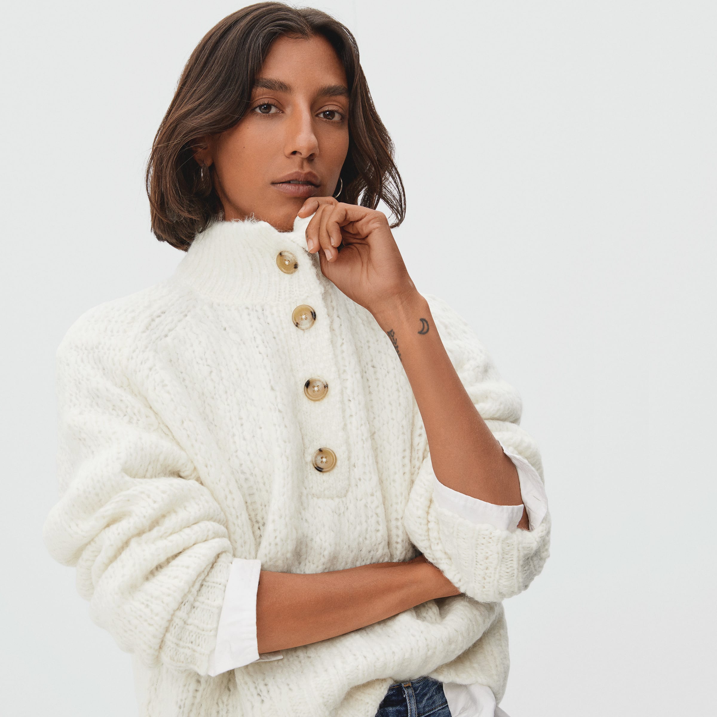The Lofty-Knit Henley Snow – Everlane