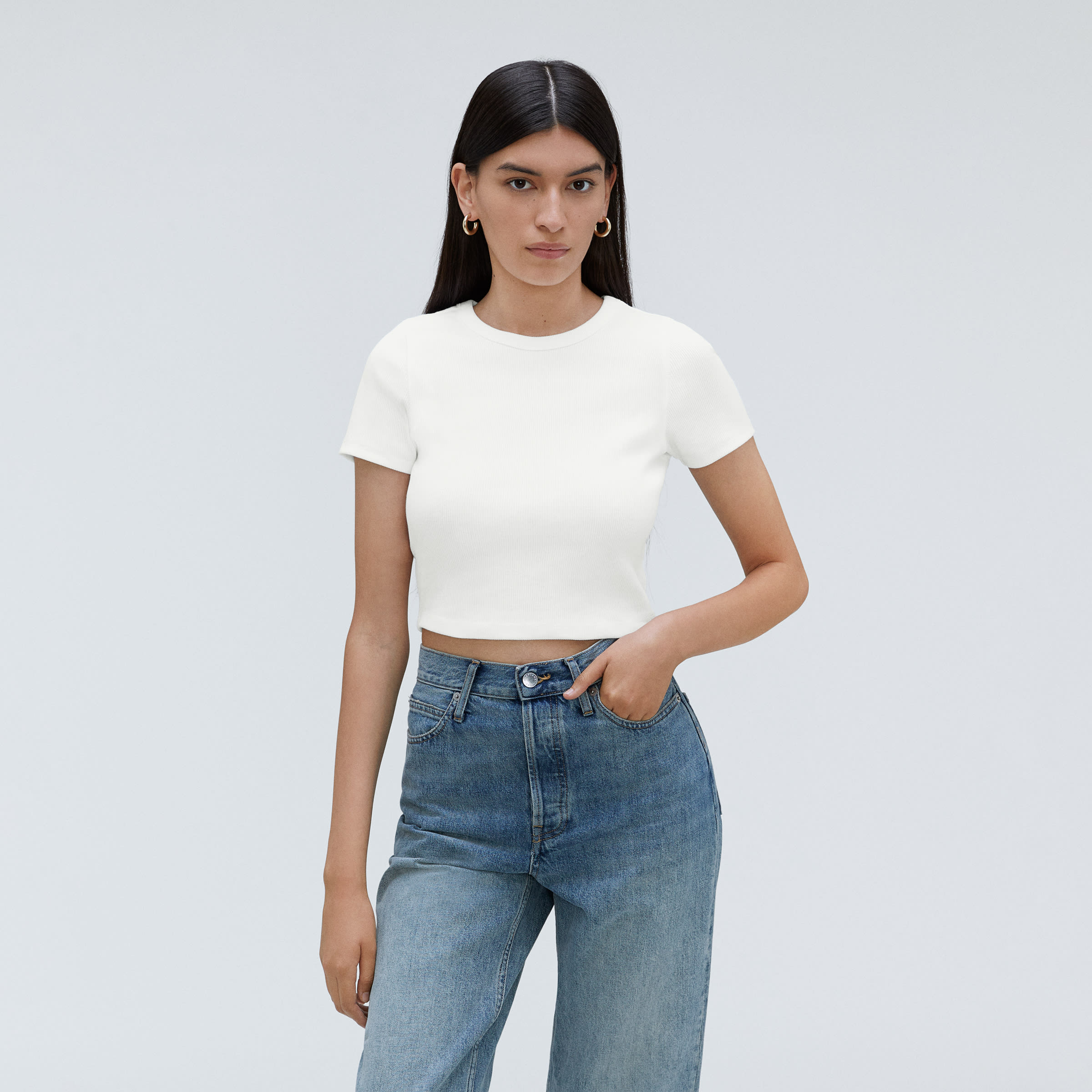 The Ribbed Baby Tee White Everlane