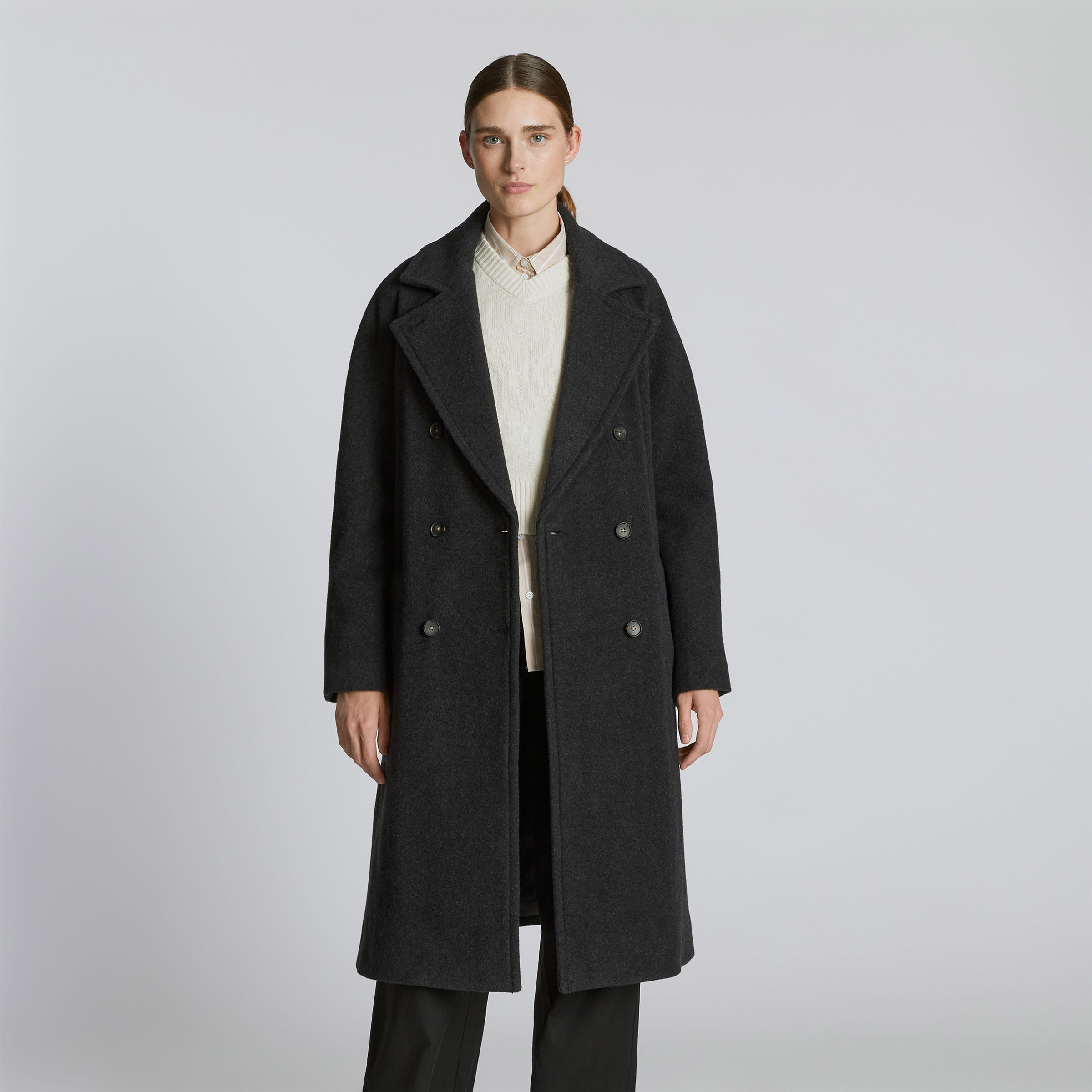 The Italian ReWool® Long Peacoat Heathered Black – Everlane