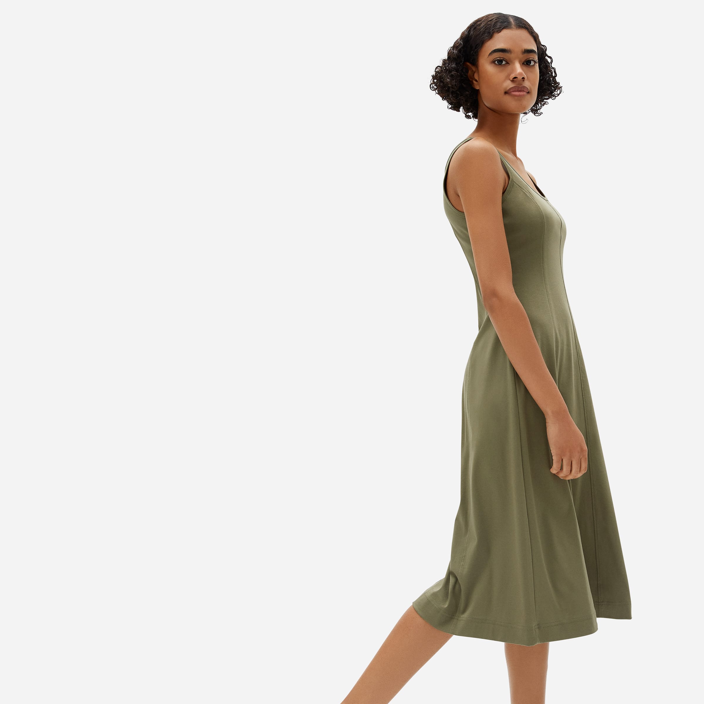 everlane luxe cotton seamed tank dress