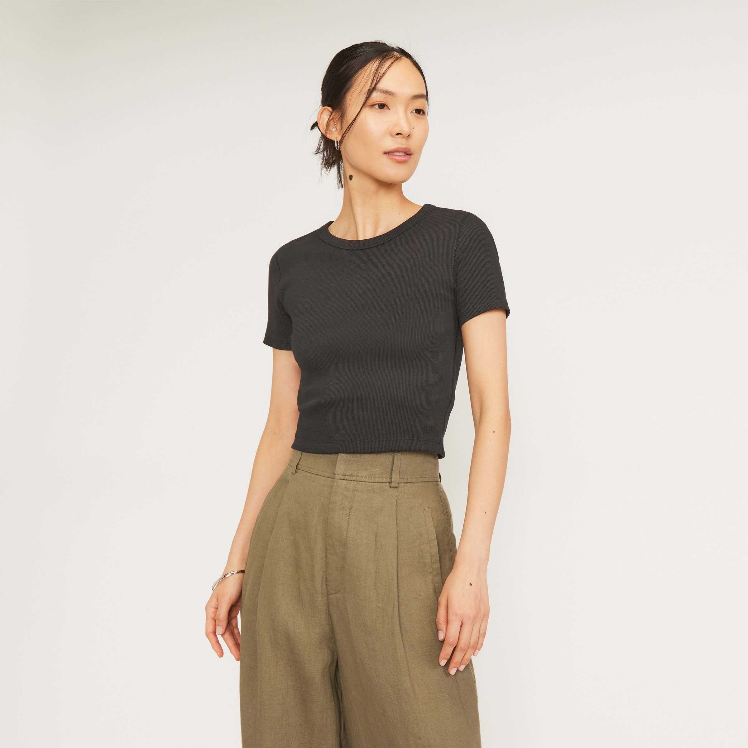 The Ribbed Baby Tee Black Everlane