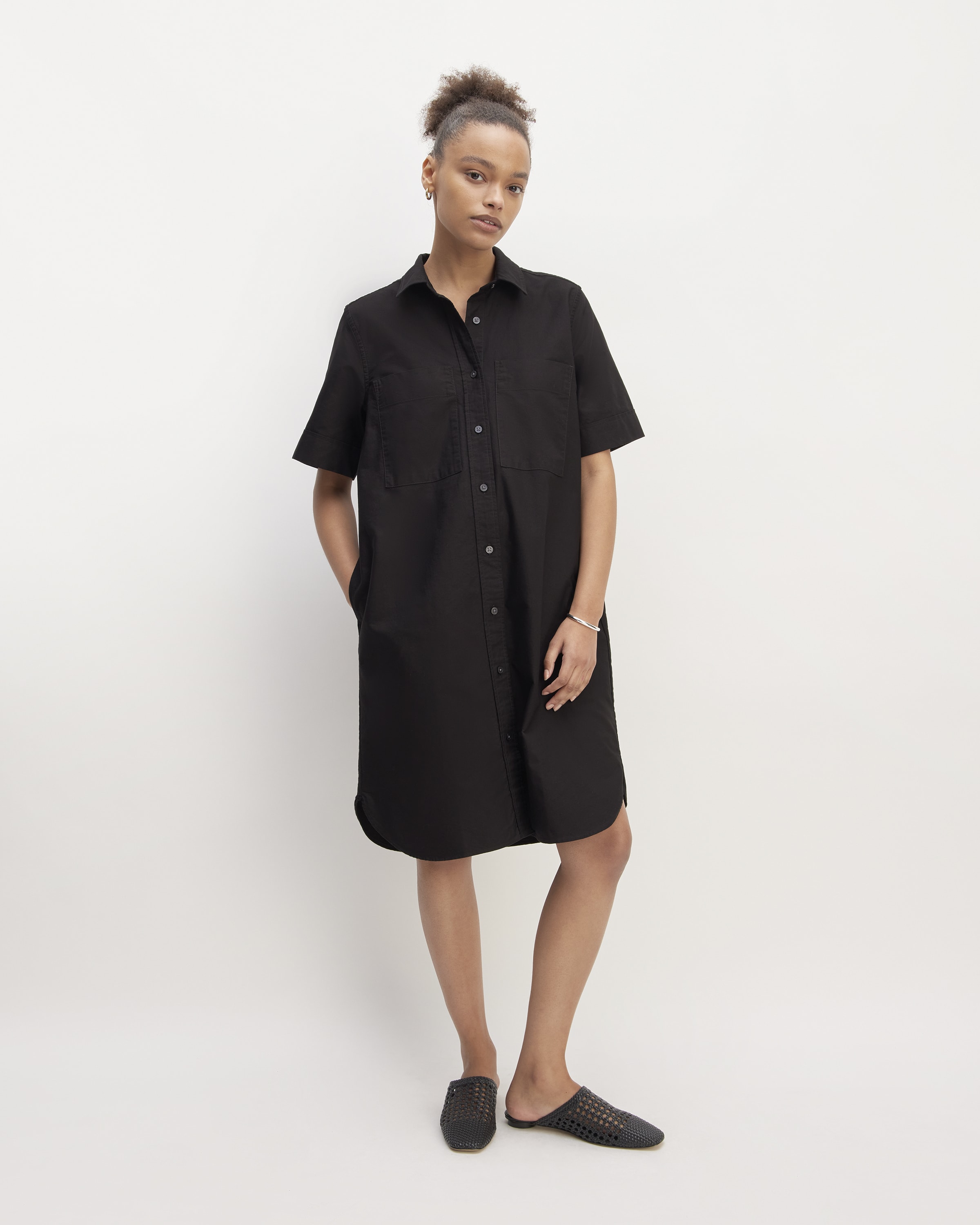 The Oxford Short-Sleeve Shirt Dress Black – Everlane
