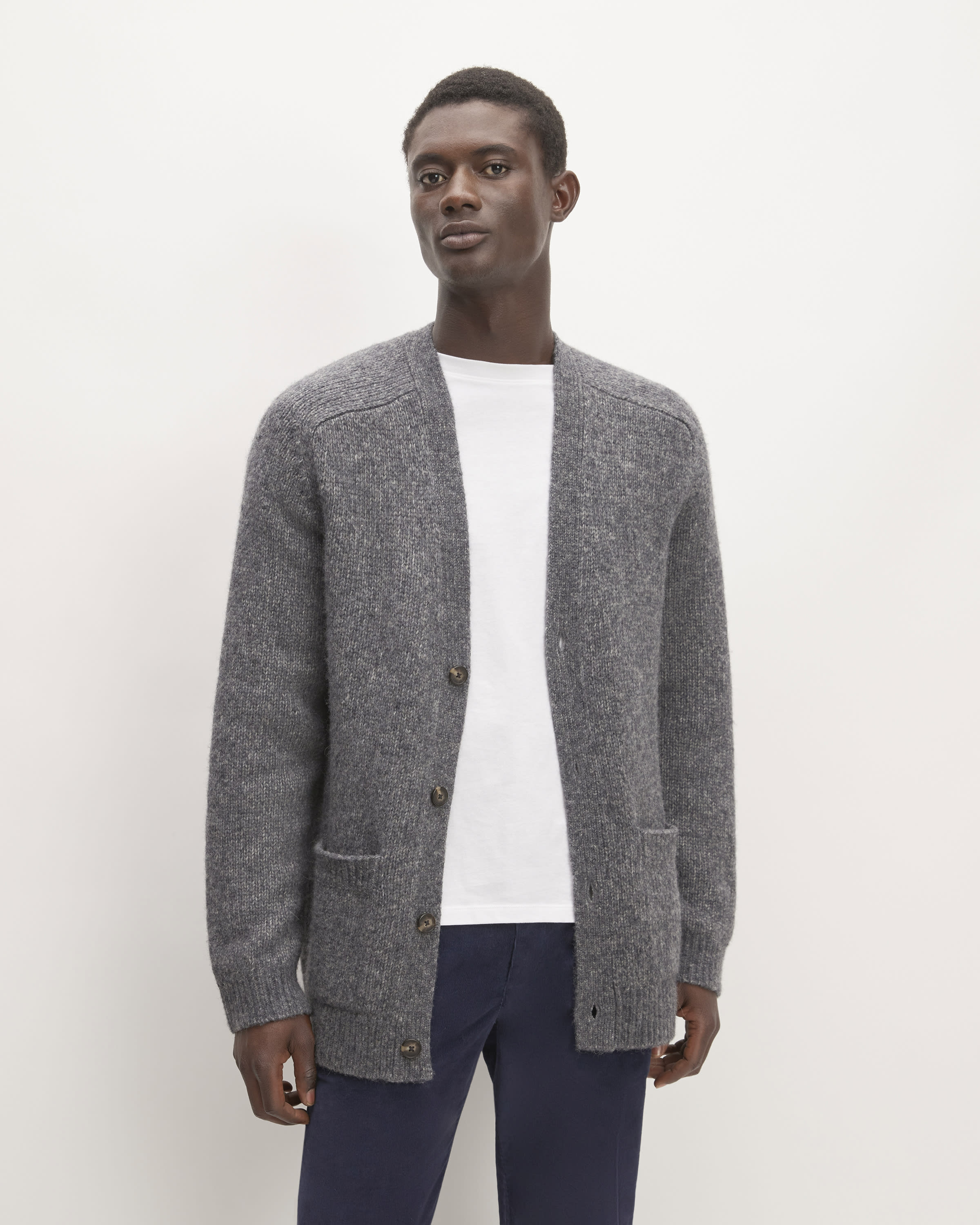 The Cloud Relaxed Cardigan Heathered Dark Charcoal – Everlane