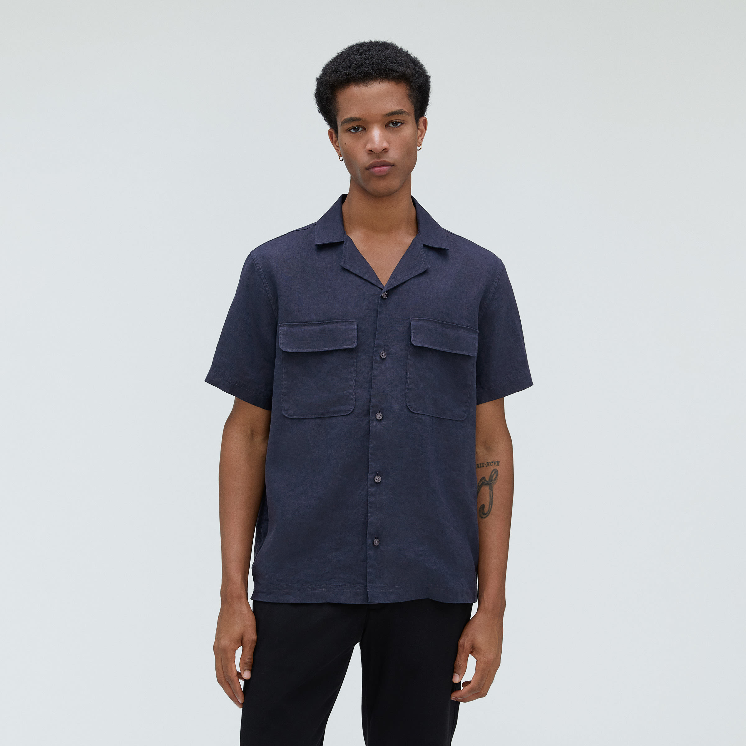 The Relaxed Linen Short-Sleeve Shirt Deep Navy – Everlane