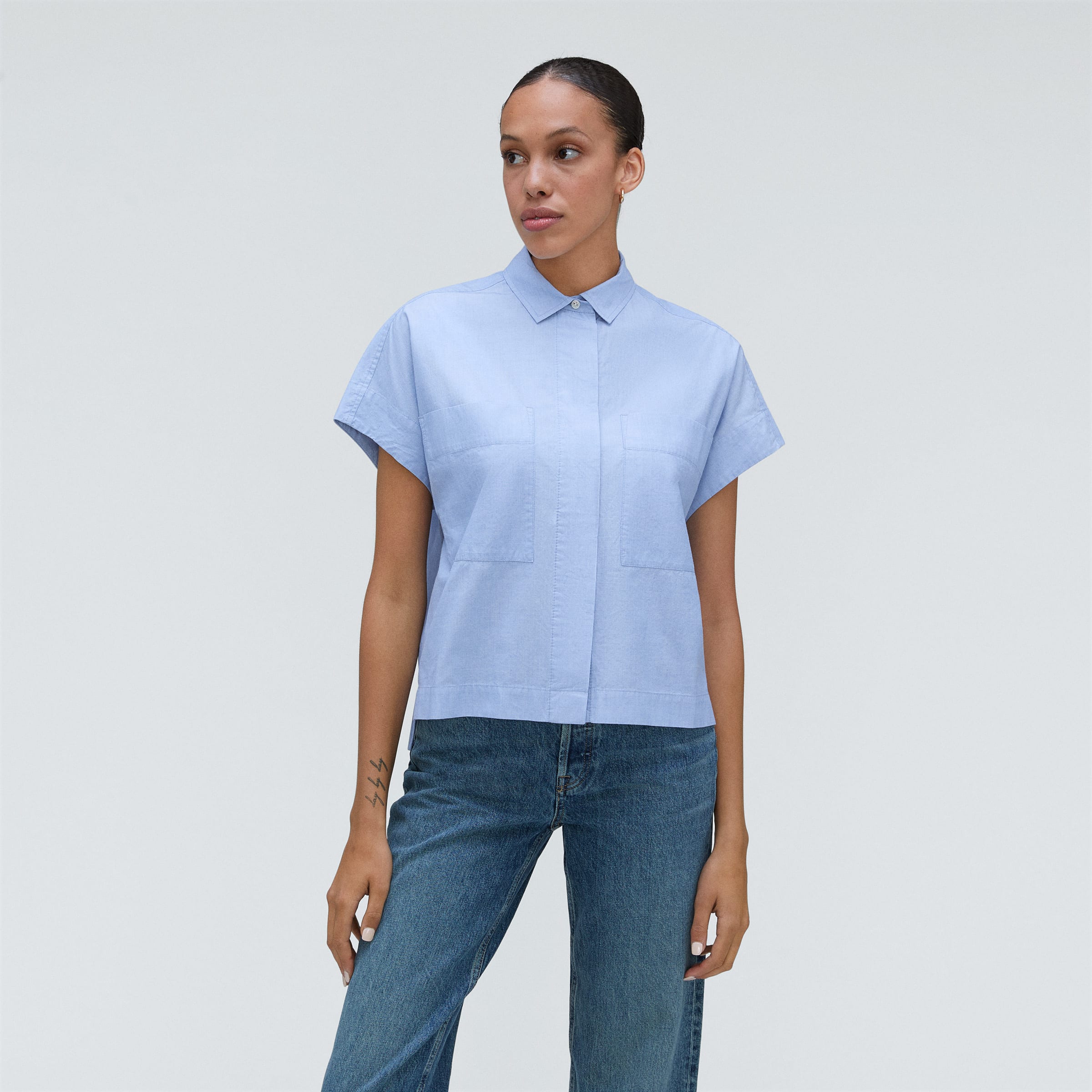 The Short-Sleeve Box Shirt Slate Blue – Everlane