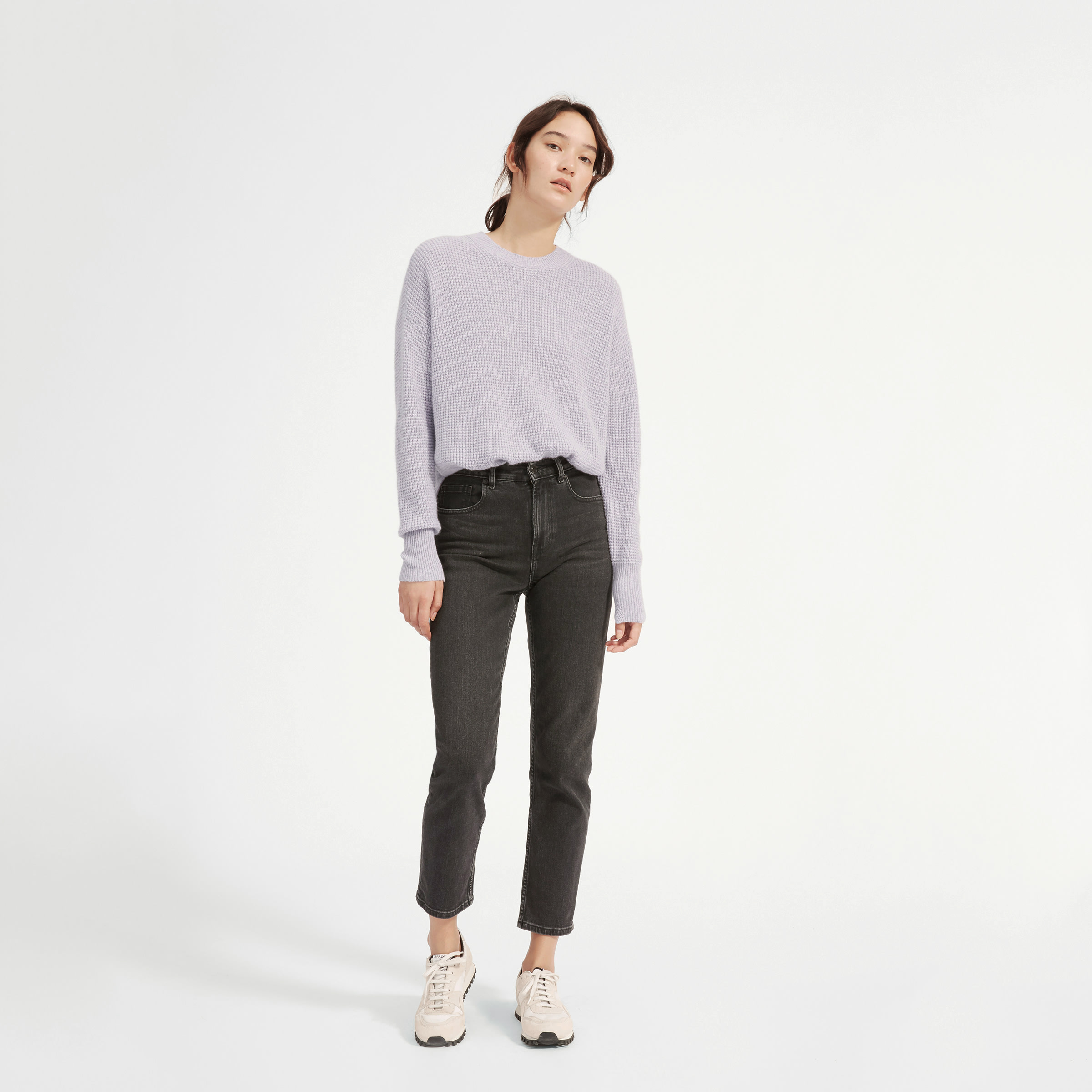 The Cashmere Waffle Square Crew Multi Heather Lavender – Everlane