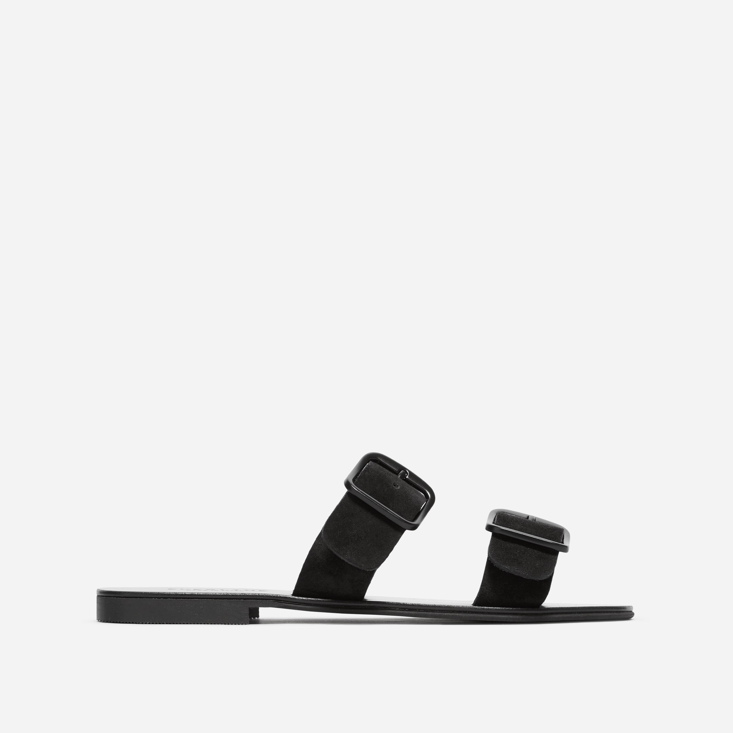 The Modern Buckle Sandal Black Suede – Everlane