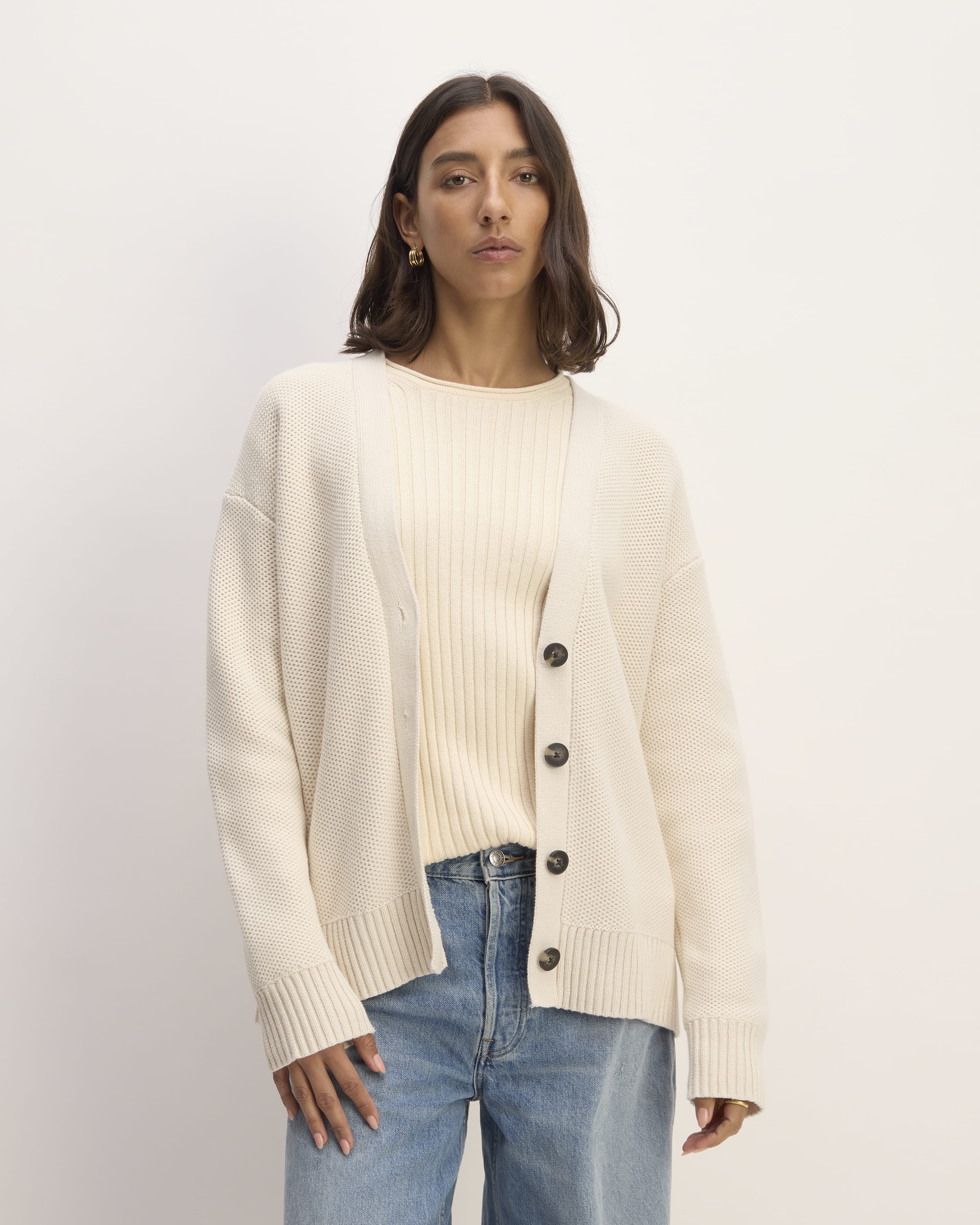 The Cotton Honeycomb Cardigan Canvas – Everlane