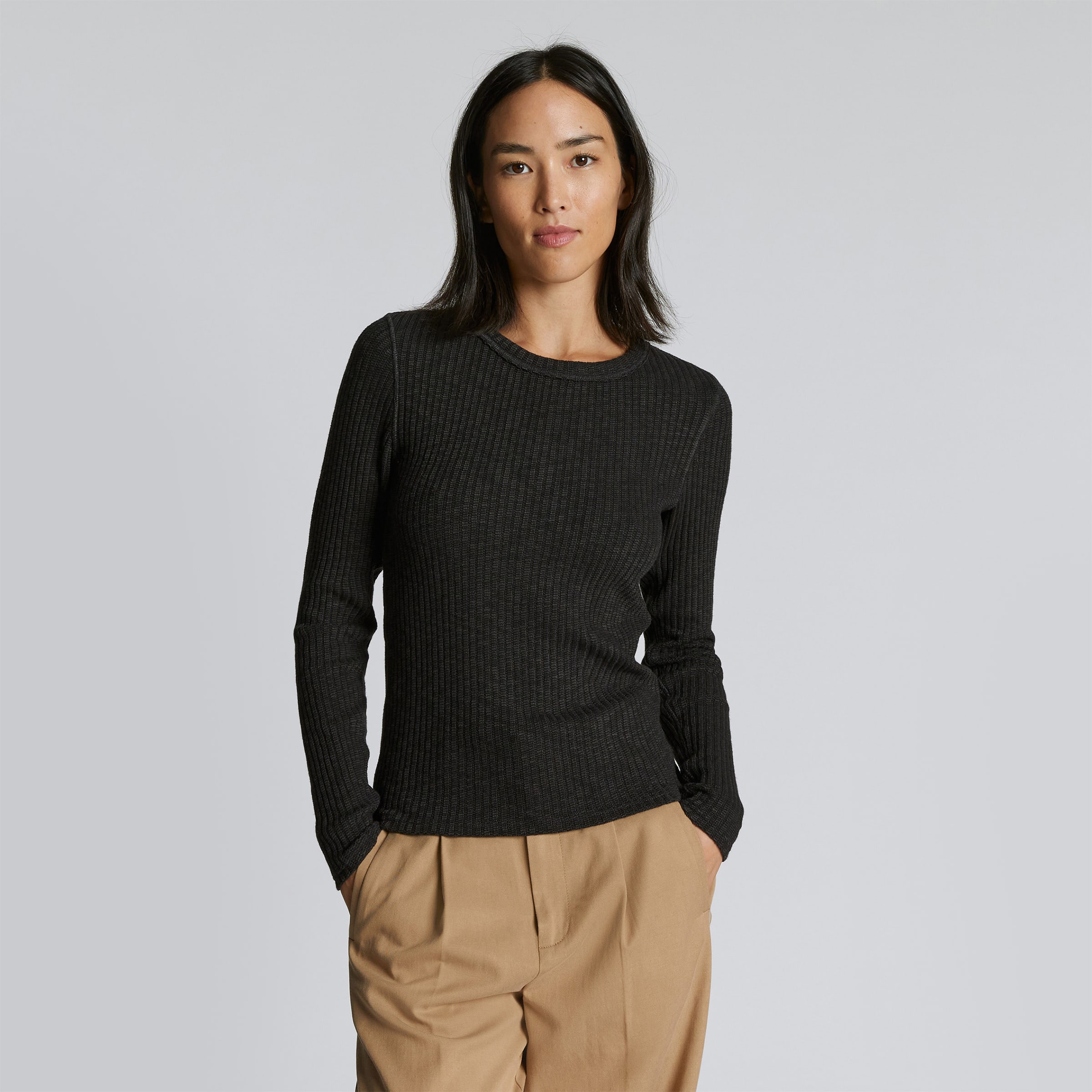 The RibKnit Crew Black Everlane