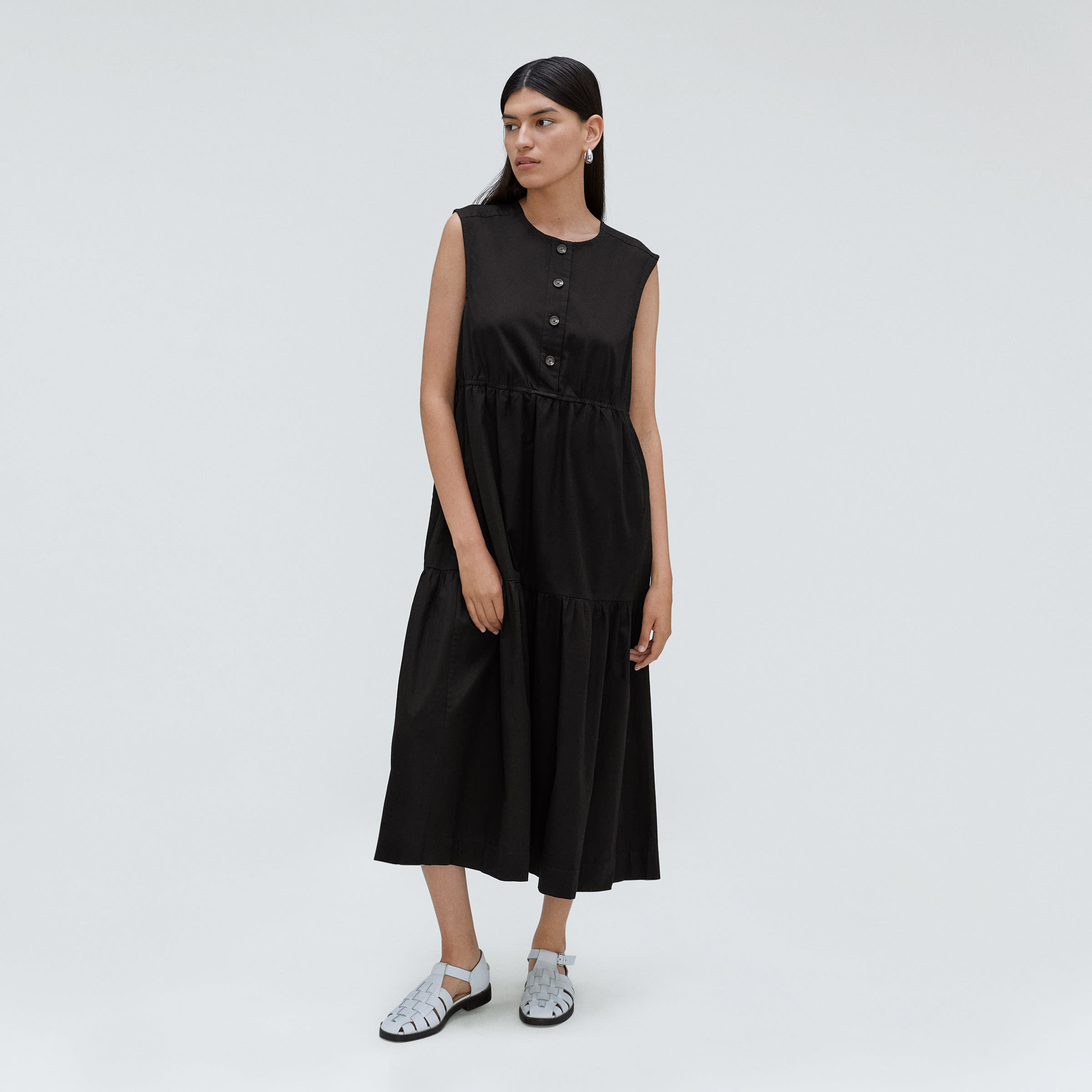 The Tiered Midi Dress Black – Everlane