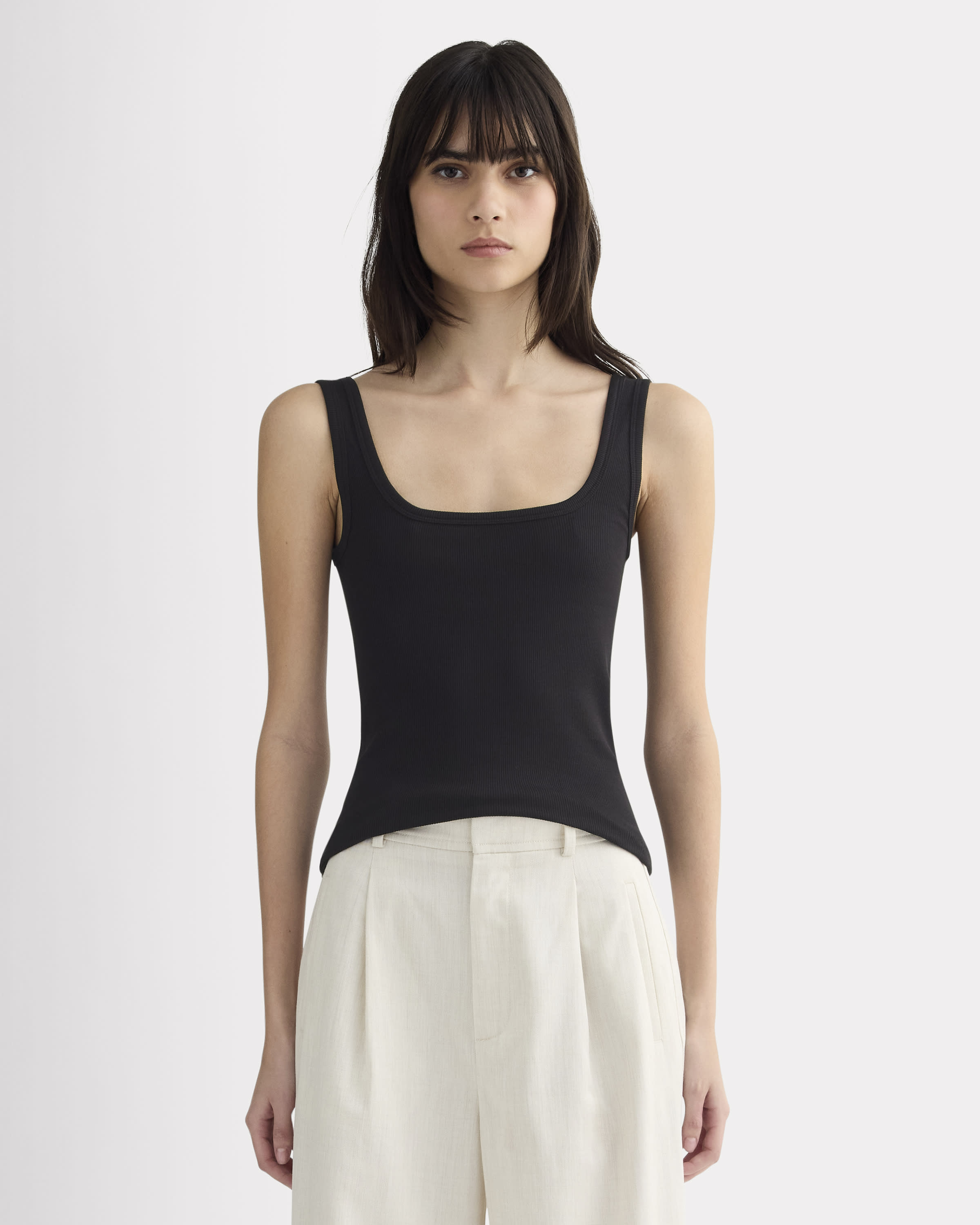 The Luxe Rib Square-Neck Tank Black – Everlane