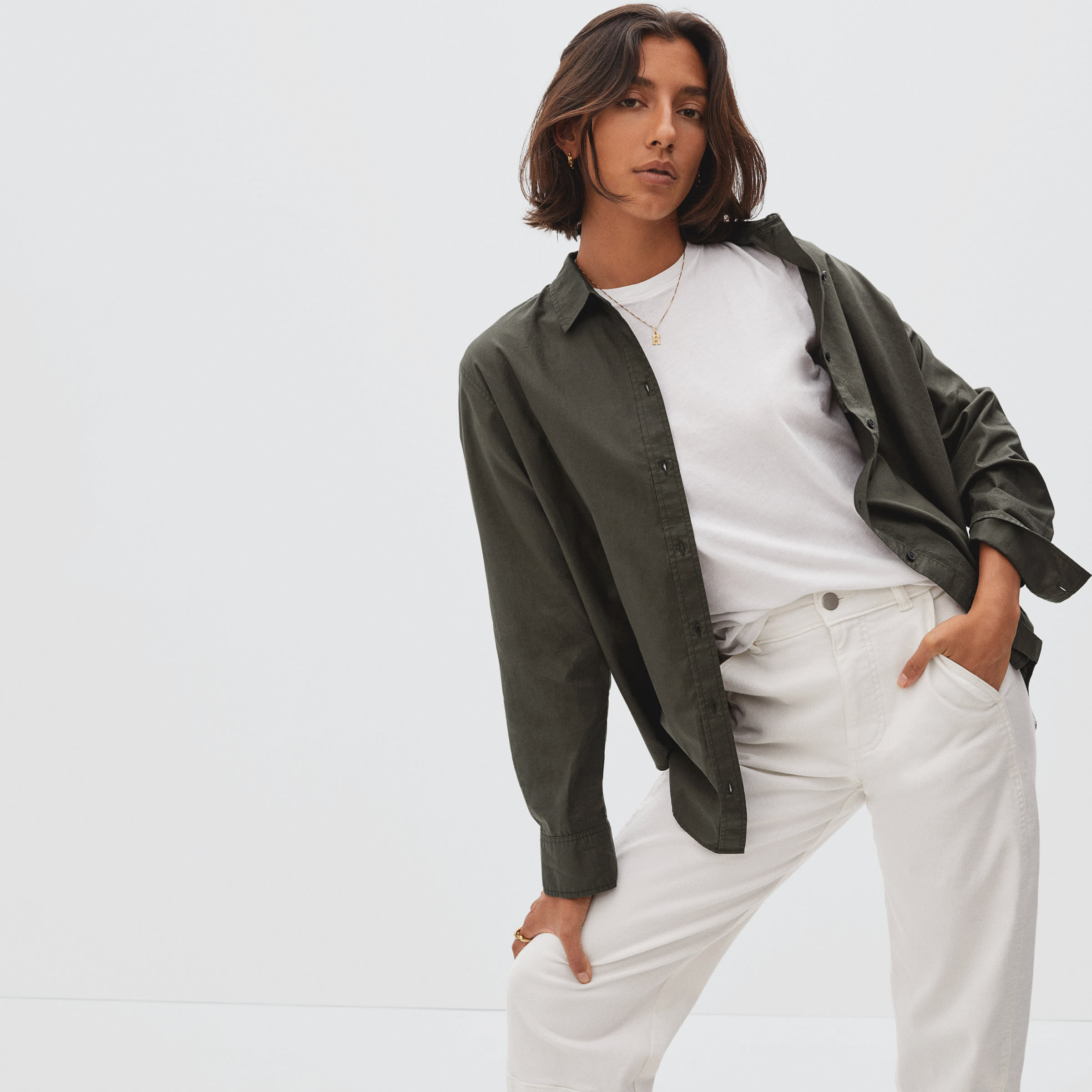 The Silky Cotton Relaxed Shirt Dark Forest – Everlane