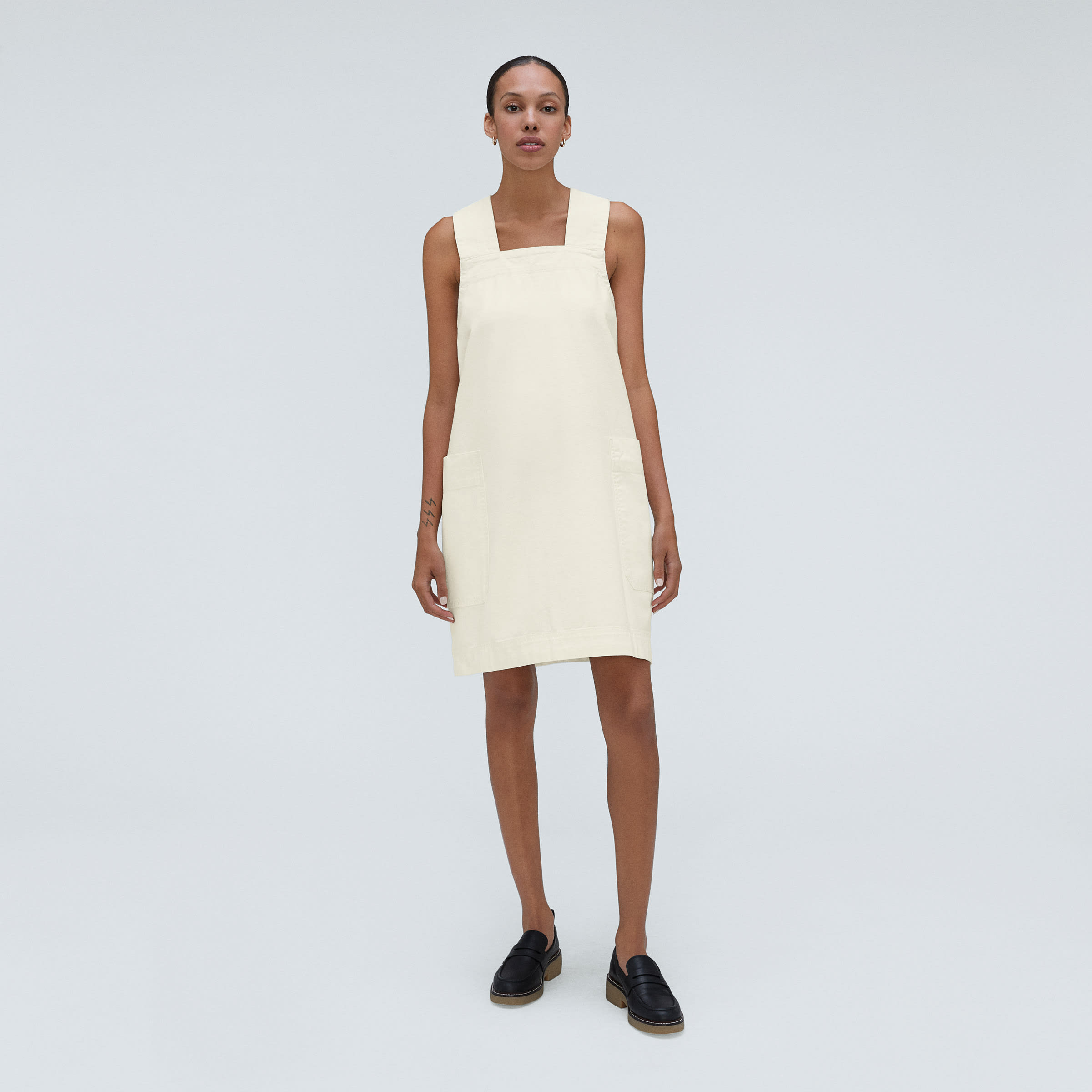 The CrossBack Apron Mini Dress Canvas Everlane