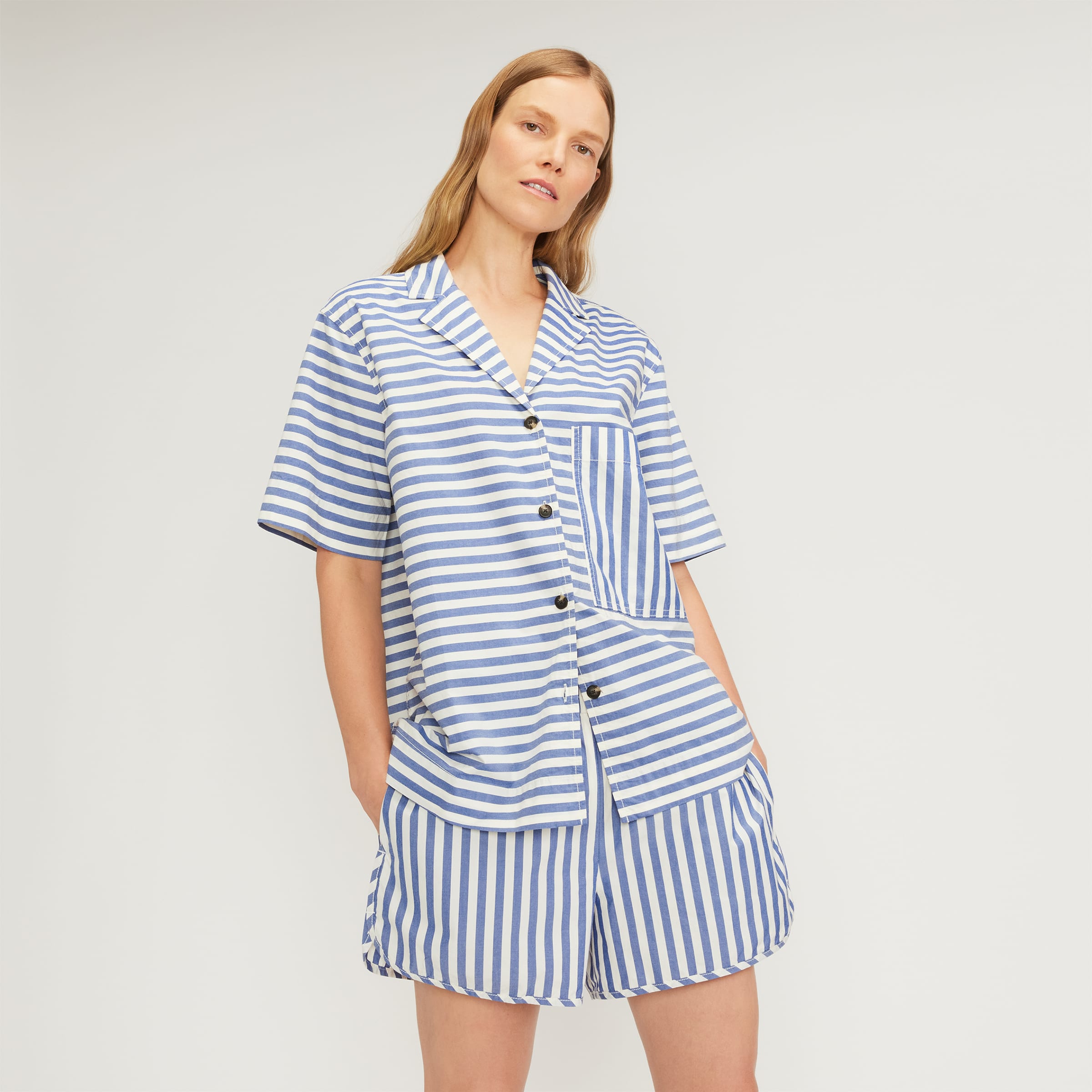 The Poplin Shirt Mazarine Blue / Bone – Everlane