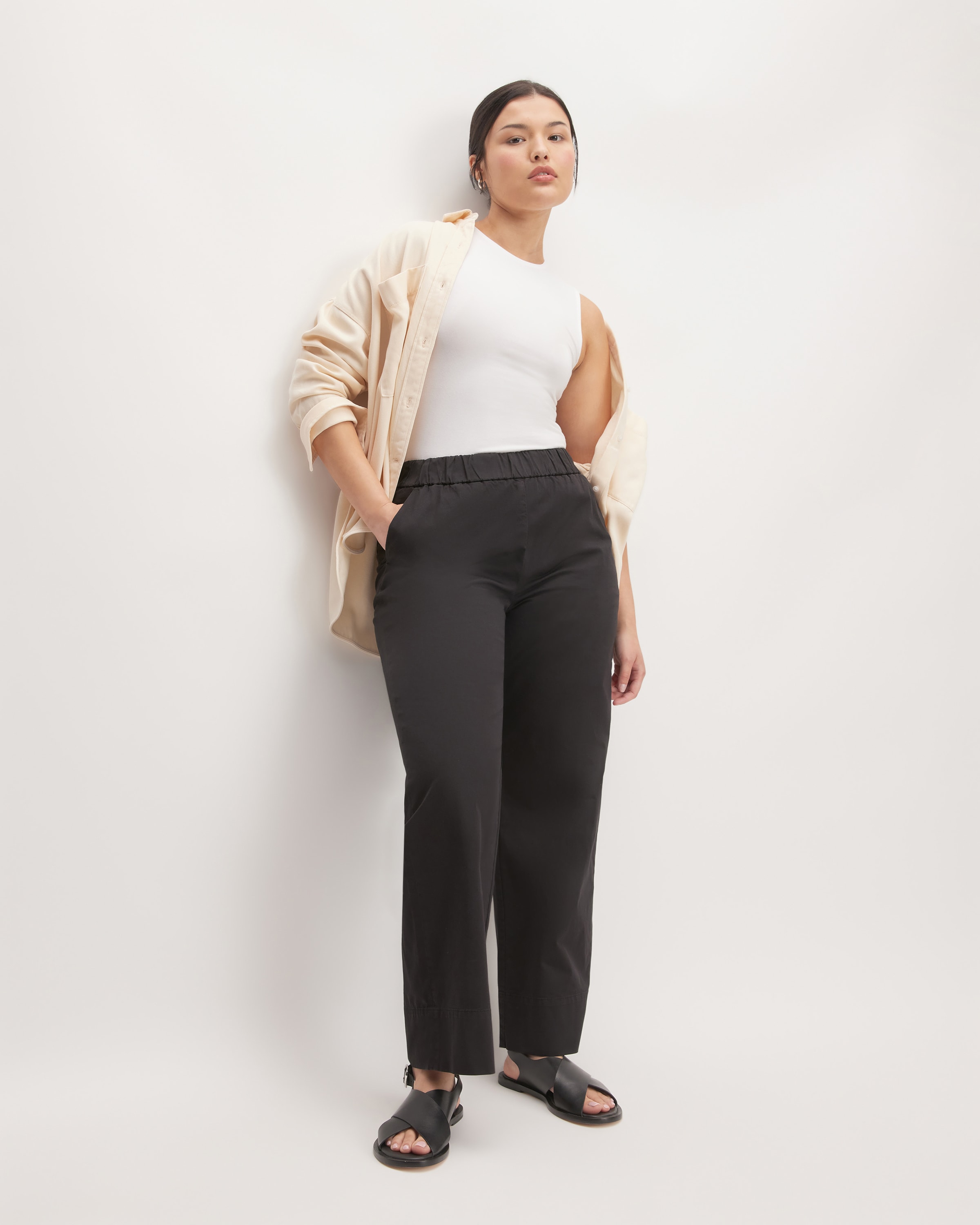 Everlane Side Zip Work Pants Womens Size 14 Black Stretch Cotton Career NEW