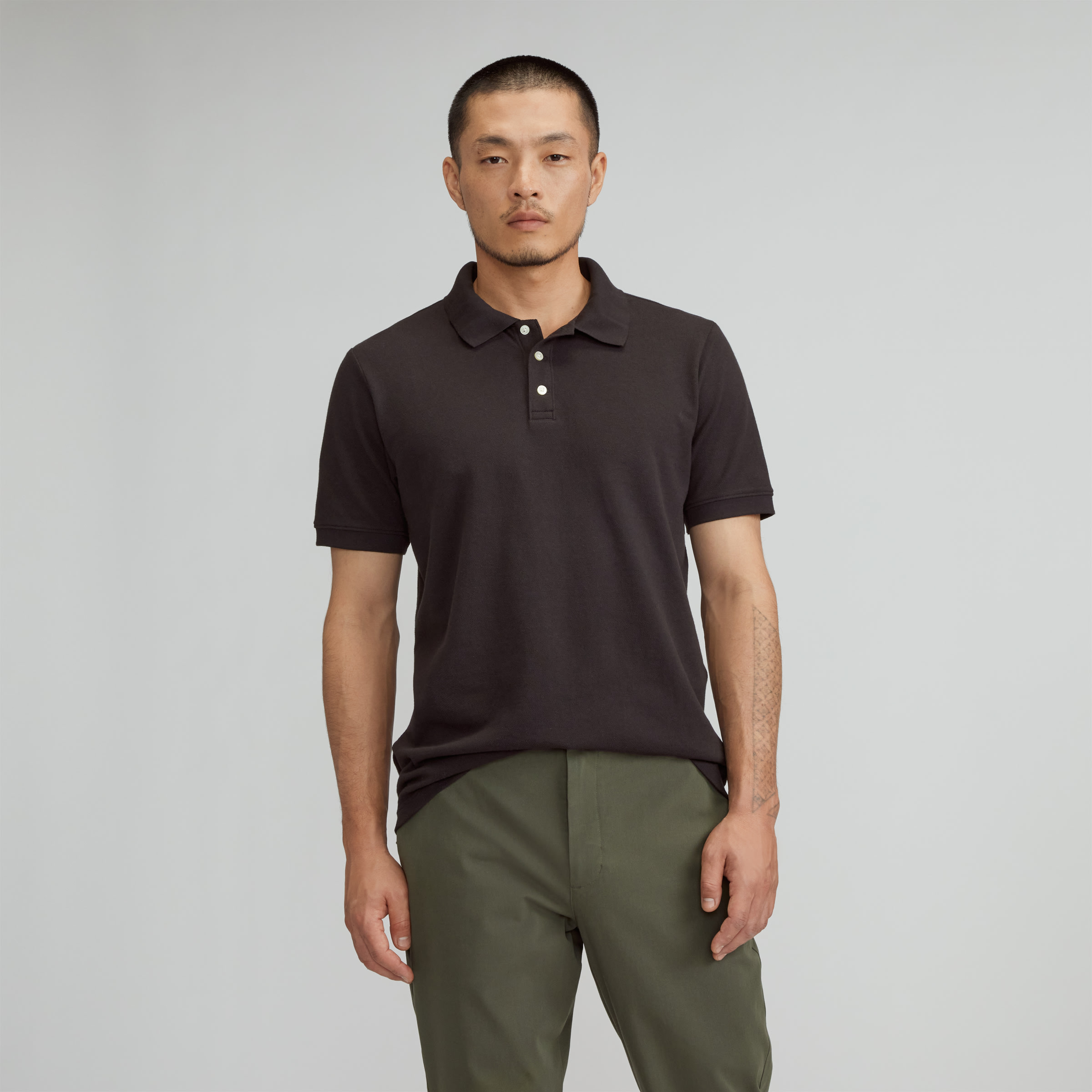 Men's Organic Cotton Applique Classic Fit Polo Shirt in Dark