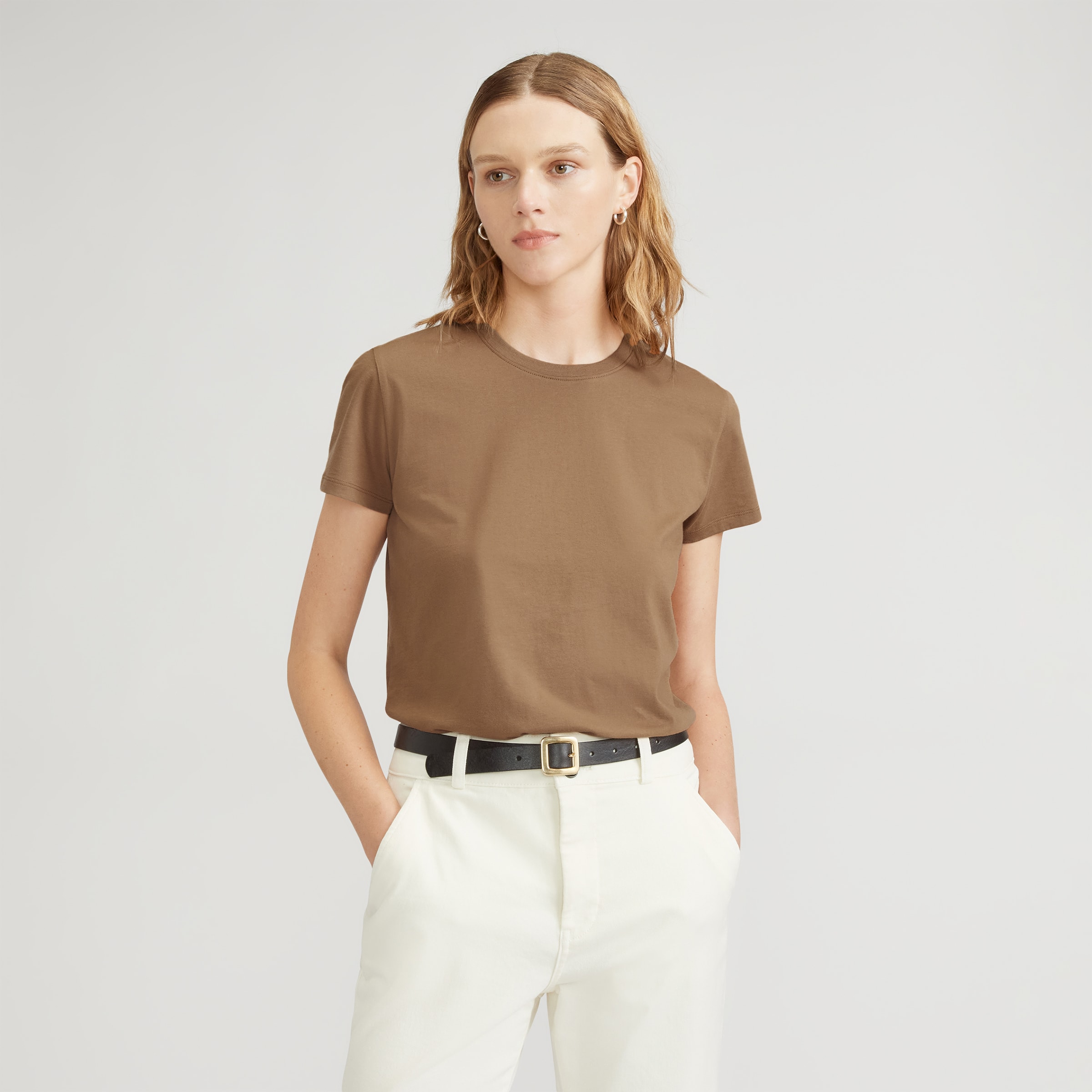 The Organic Cotton Box-Cut Tee Toasted Coconut – Everlane