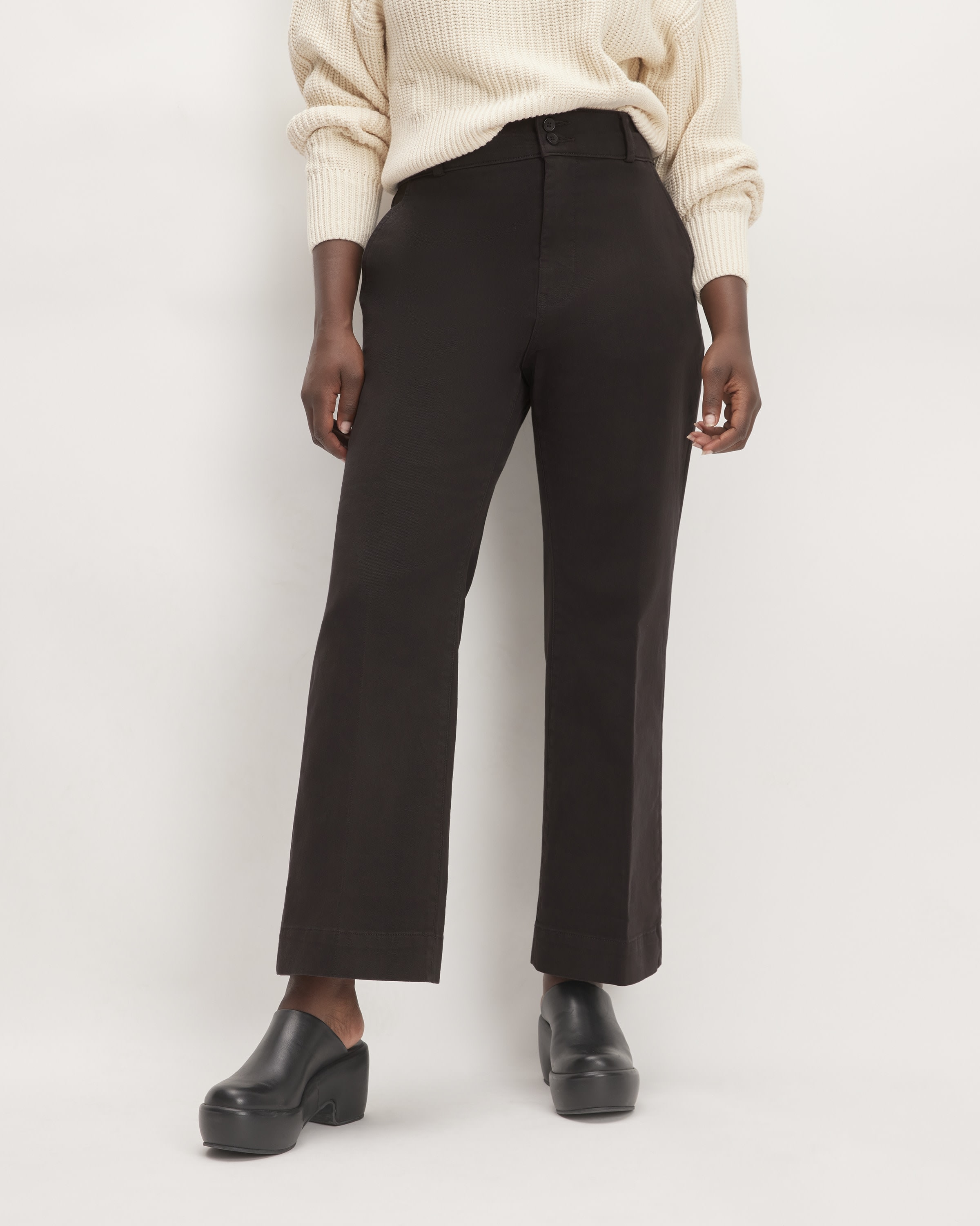  Other Stories cotton flare pants in black - BROWN