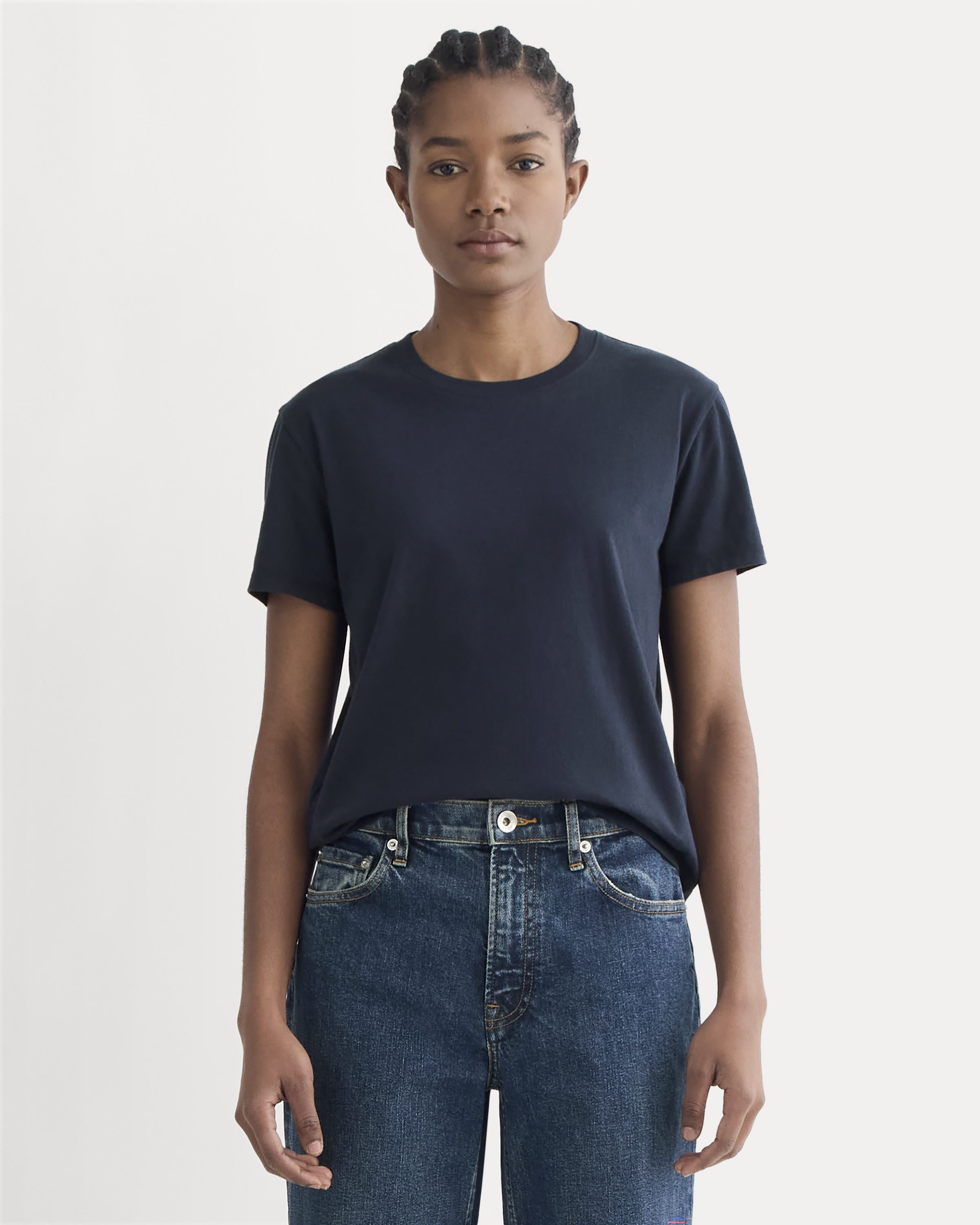 The Box-Cut Tee in Essential Cotton Navy – Everlane