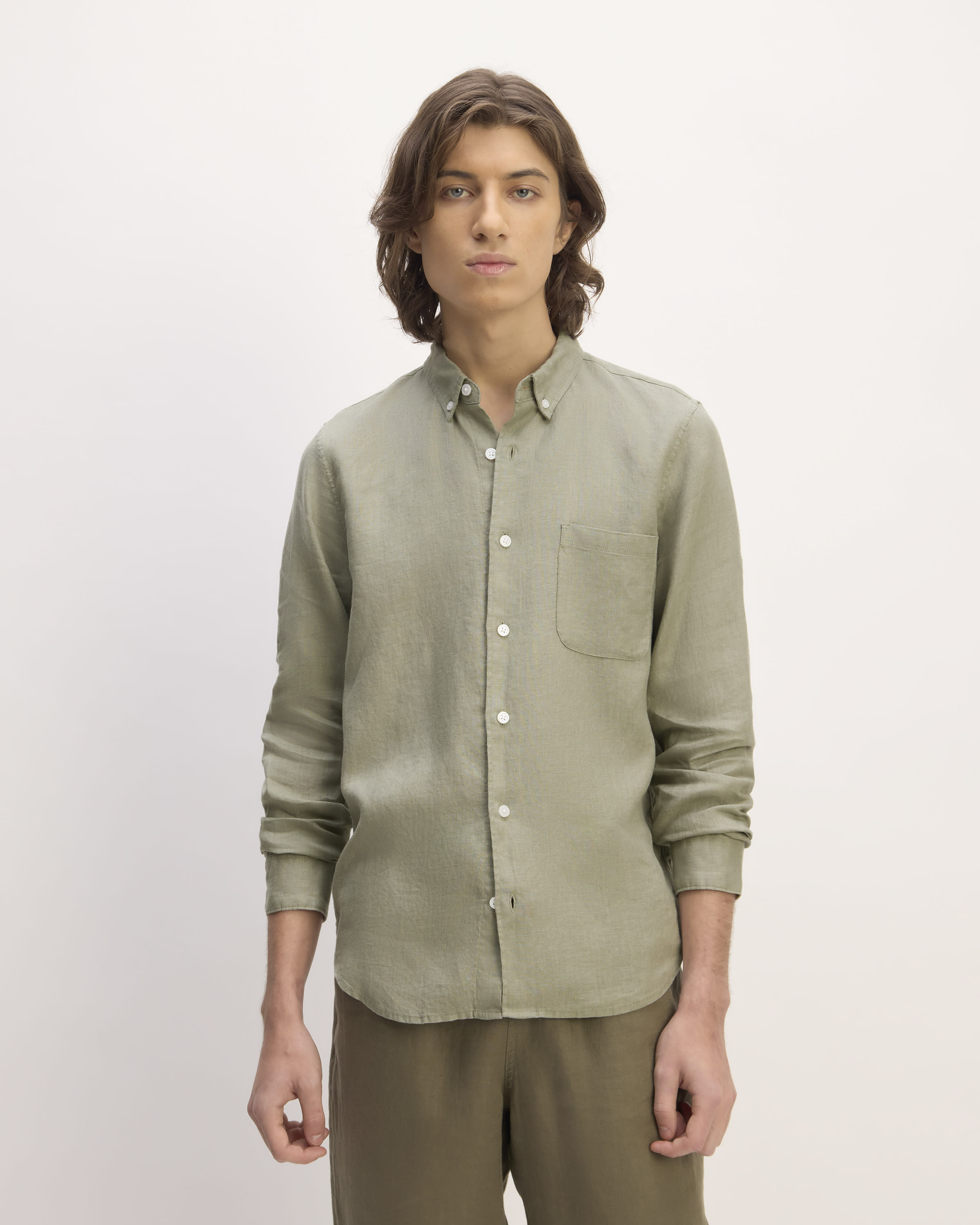 The Linen Standard Fit Shirt Sage Green – Everlane
