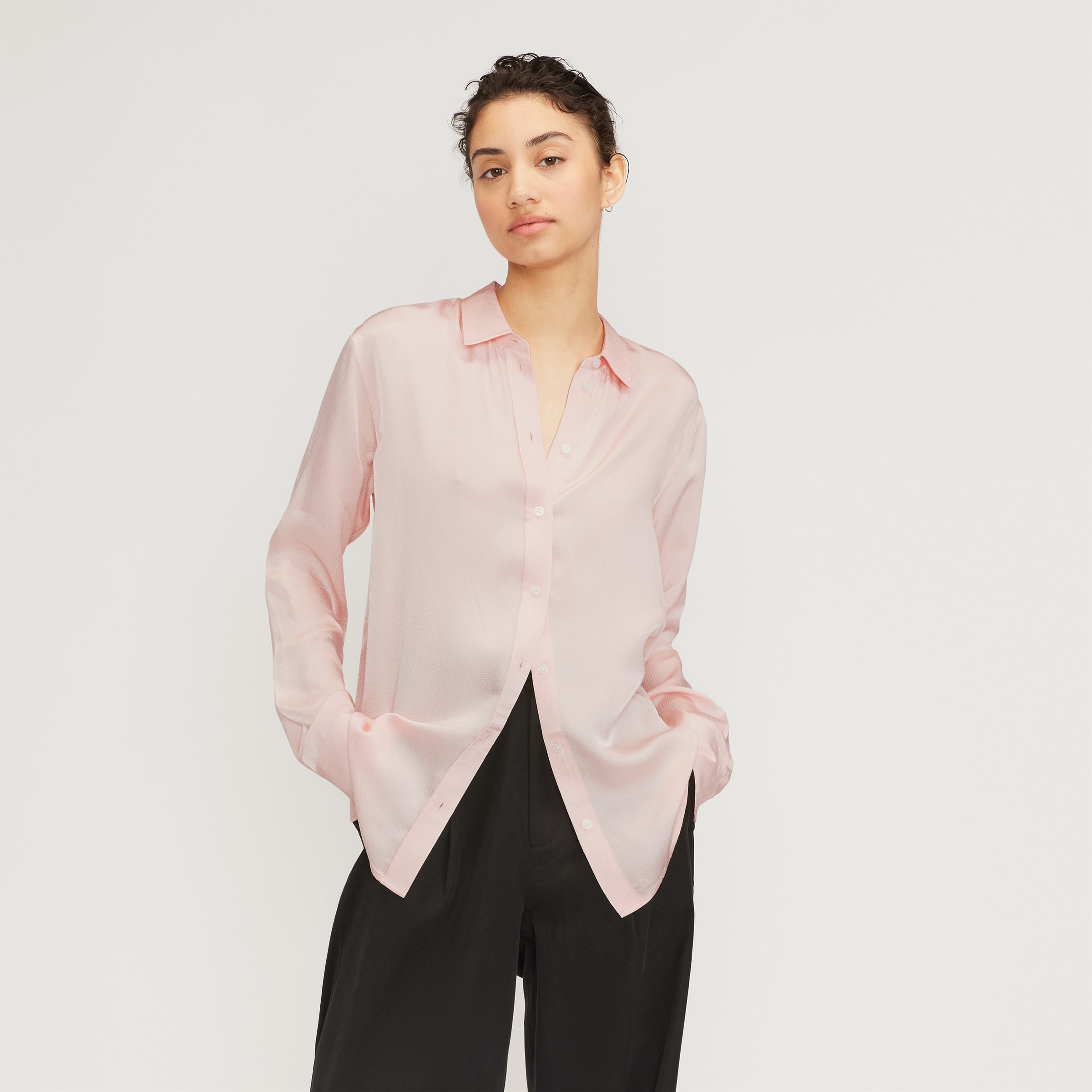 The Satin Relaxed Shirt Petal Pink – Everlane