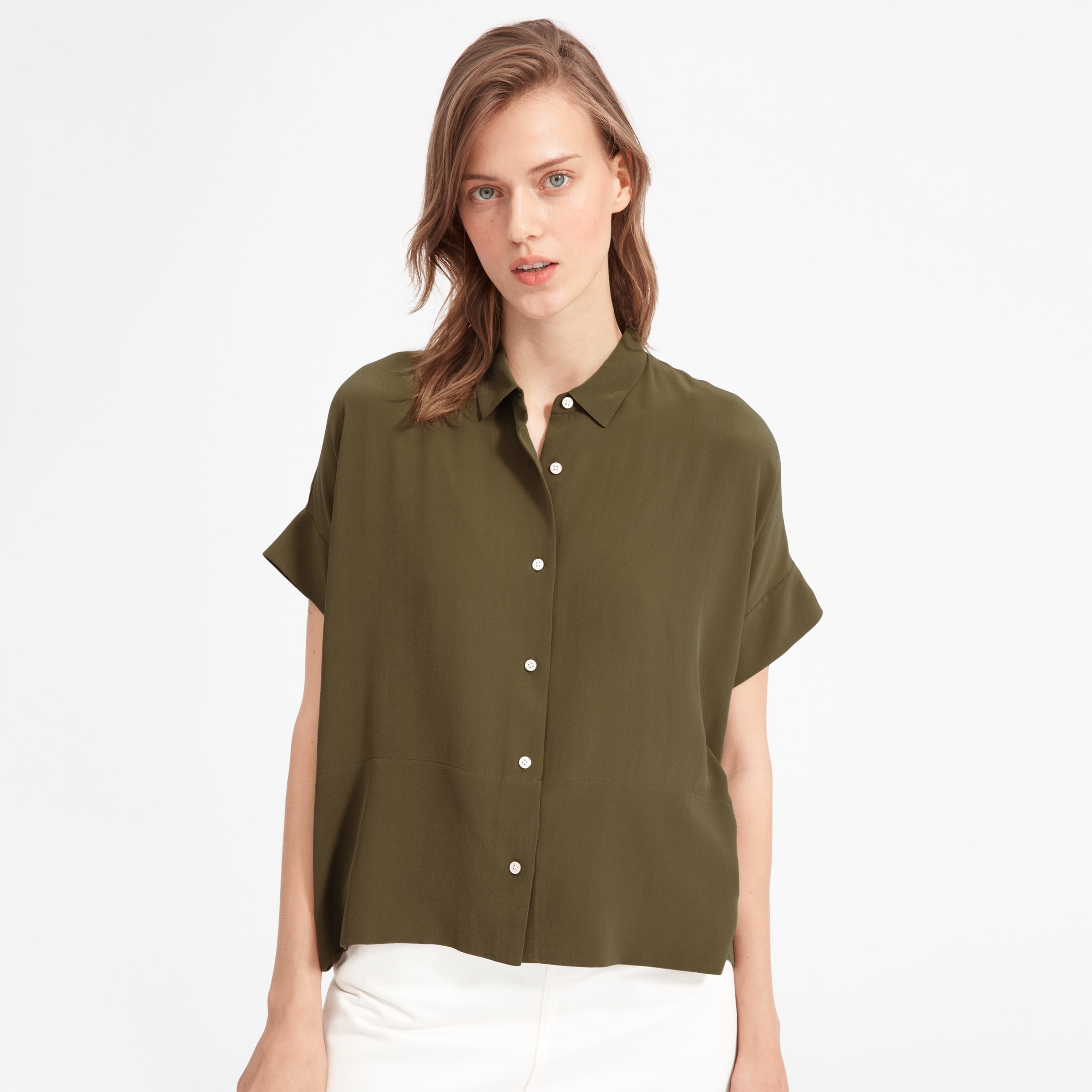 silk short sleeve blouse