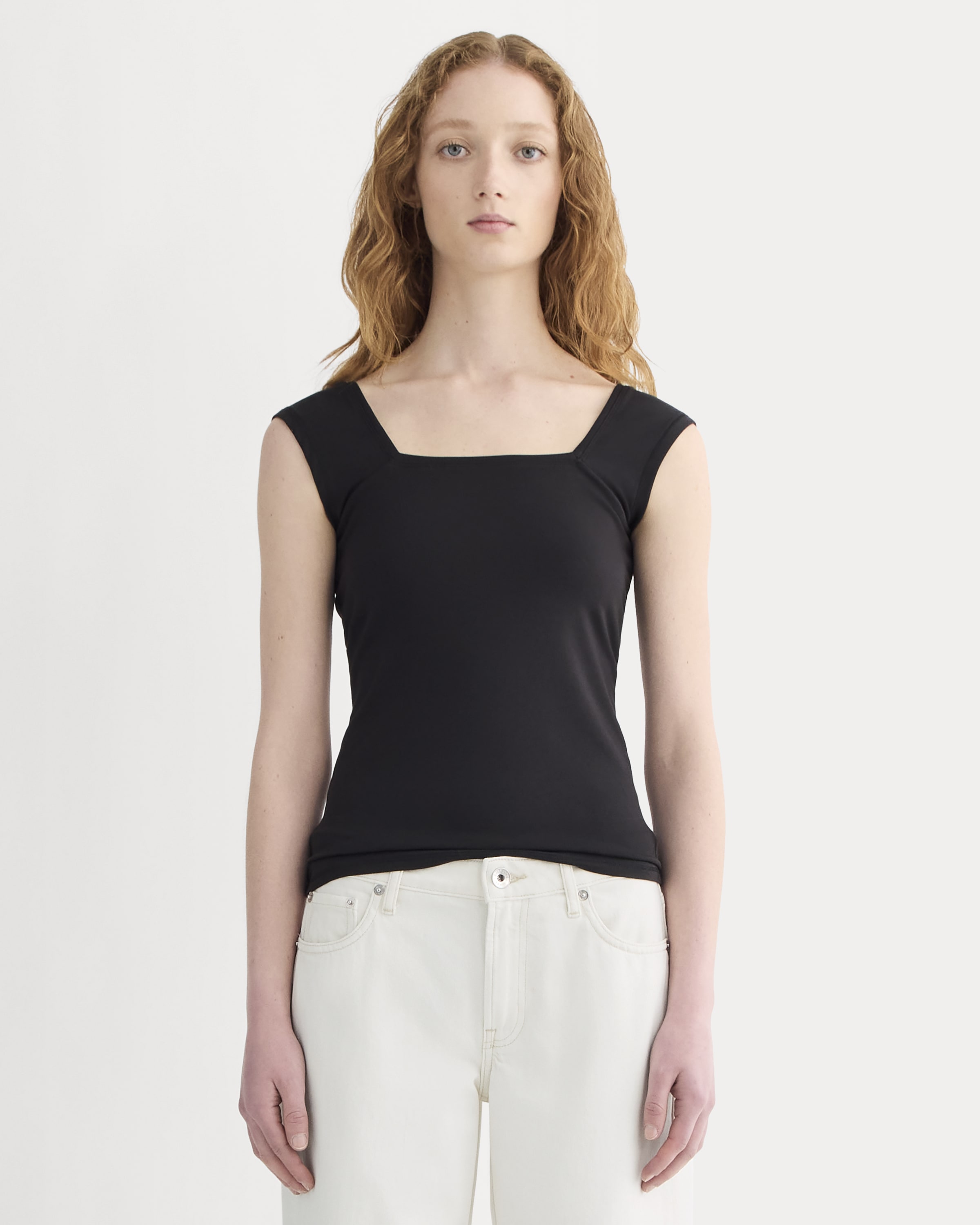 The Form Square-Neck Tank Black – Everlane