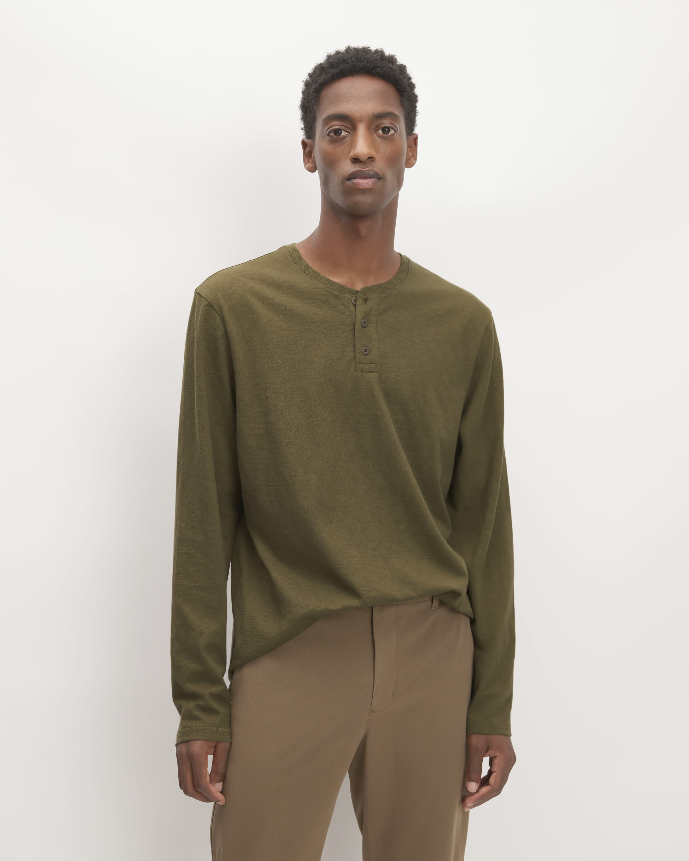 The Slub Long-Sleeve Henley Beech – Everlane