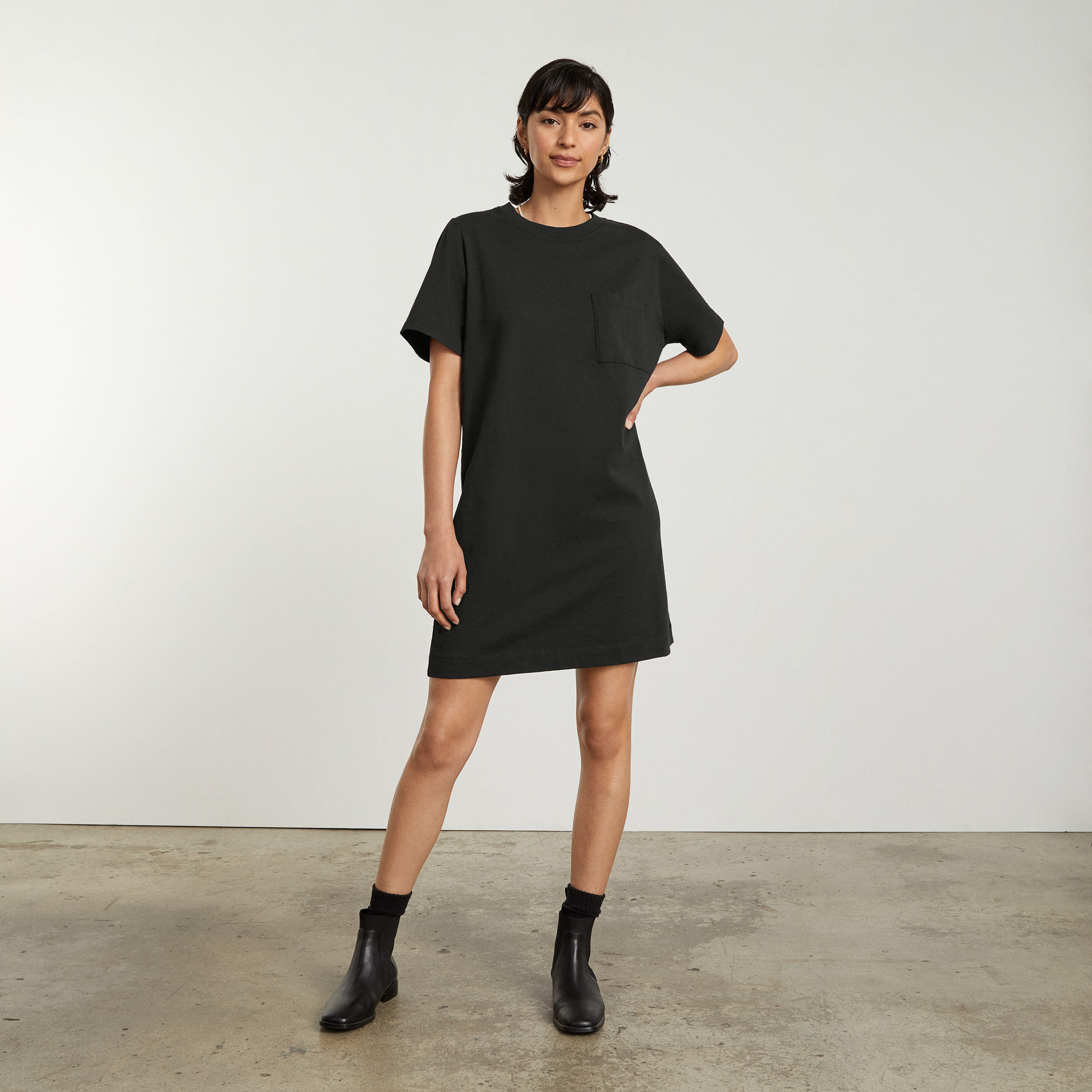 The Organic Cotton Weekend Tee Dress Black – Everlane