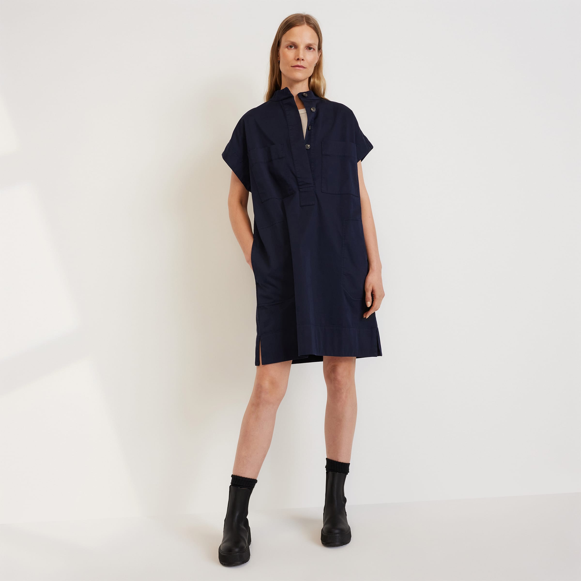 The Easy Workwear Dress Navy – Everlane