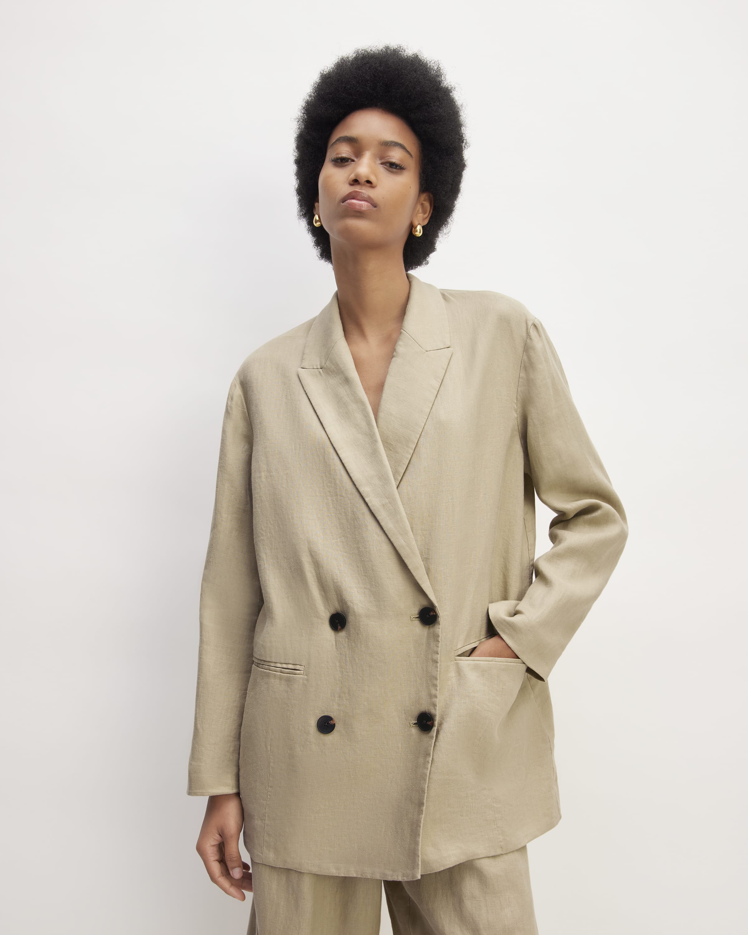 The Linen Double Breasted Blazer Trench Coat Khaki – Everlane