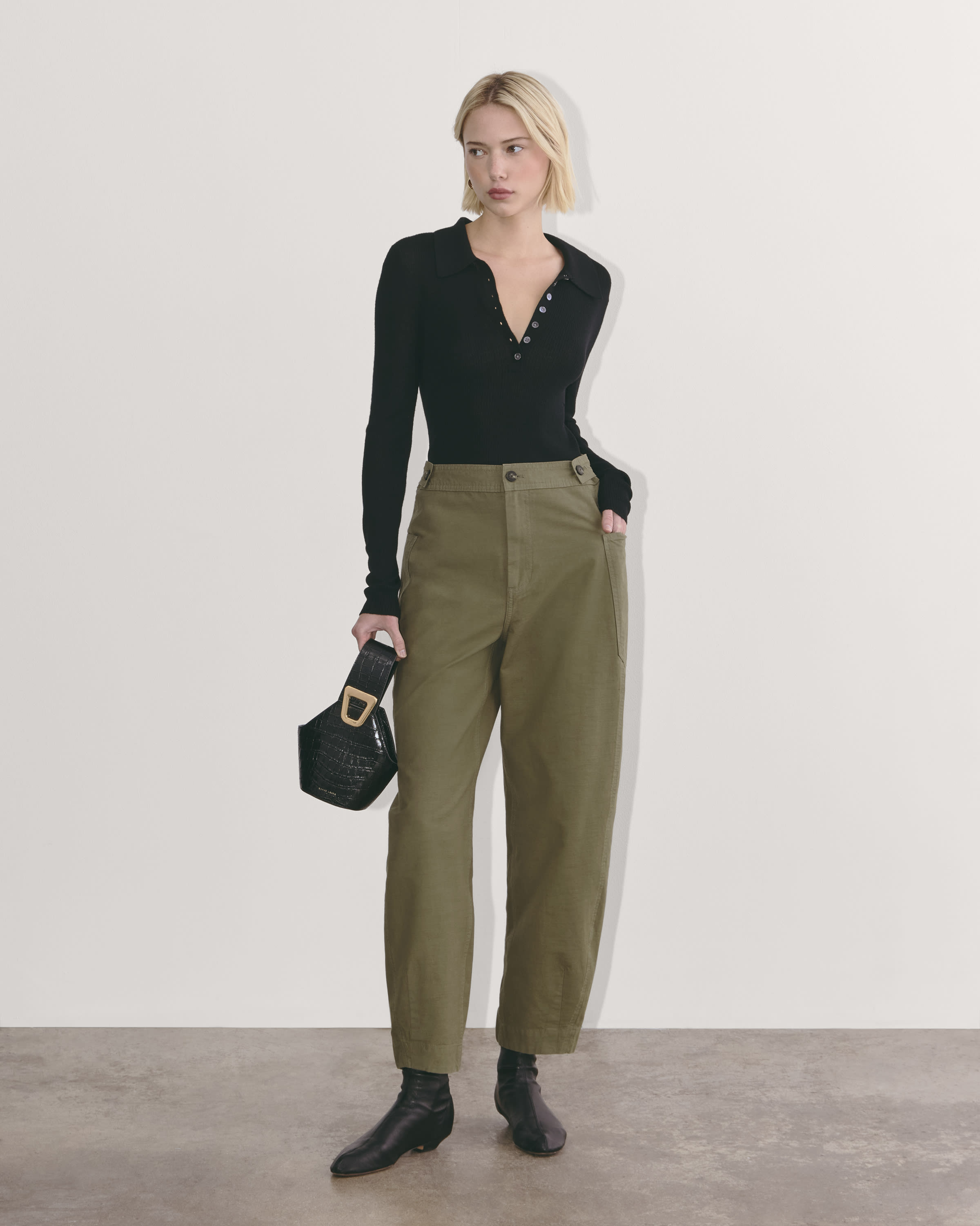 Everlane The Utility Barrel Pant Green authentic Tea Women's 4 NWT