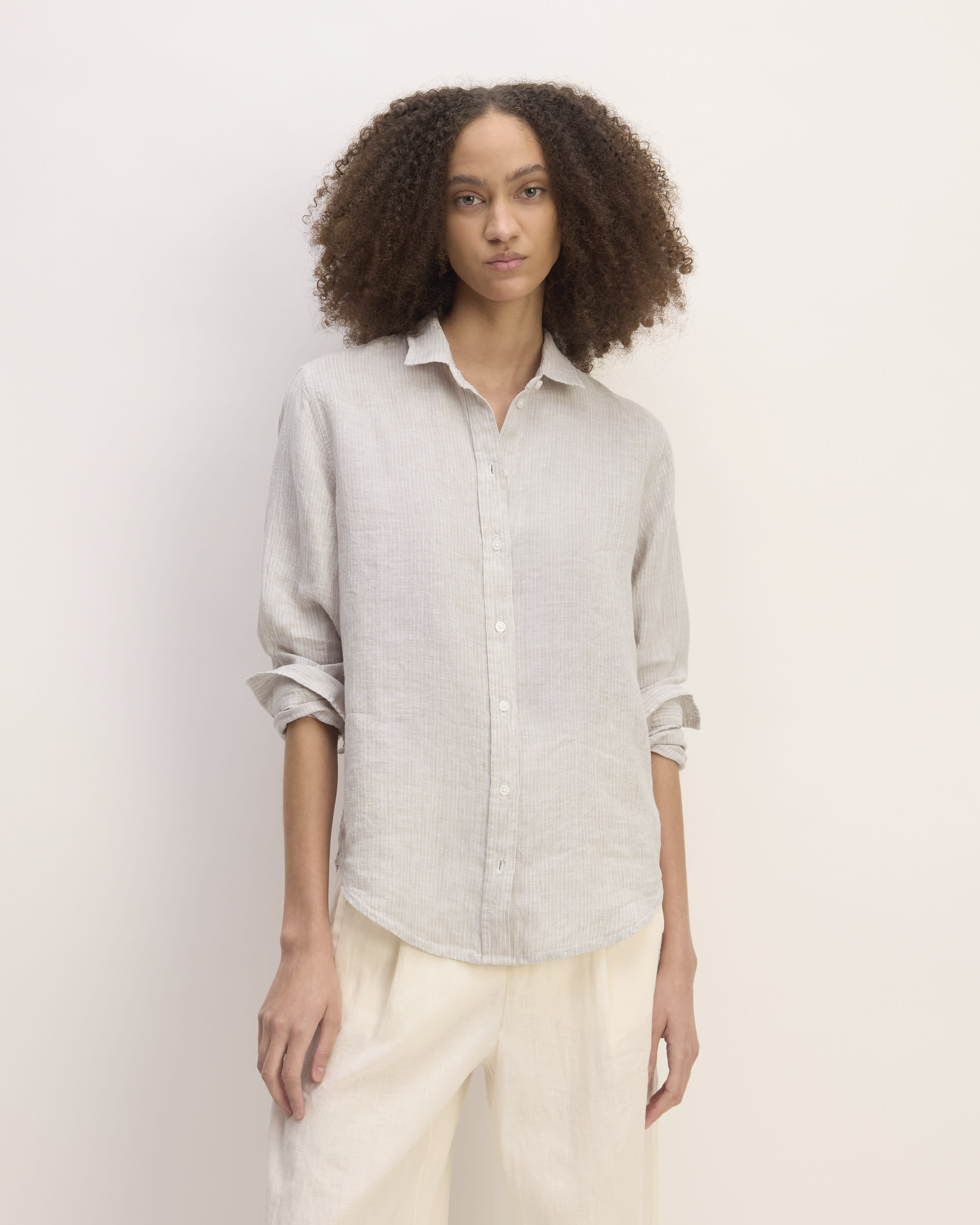 The Linen Relaxed Shirt Stone / White – Everlane