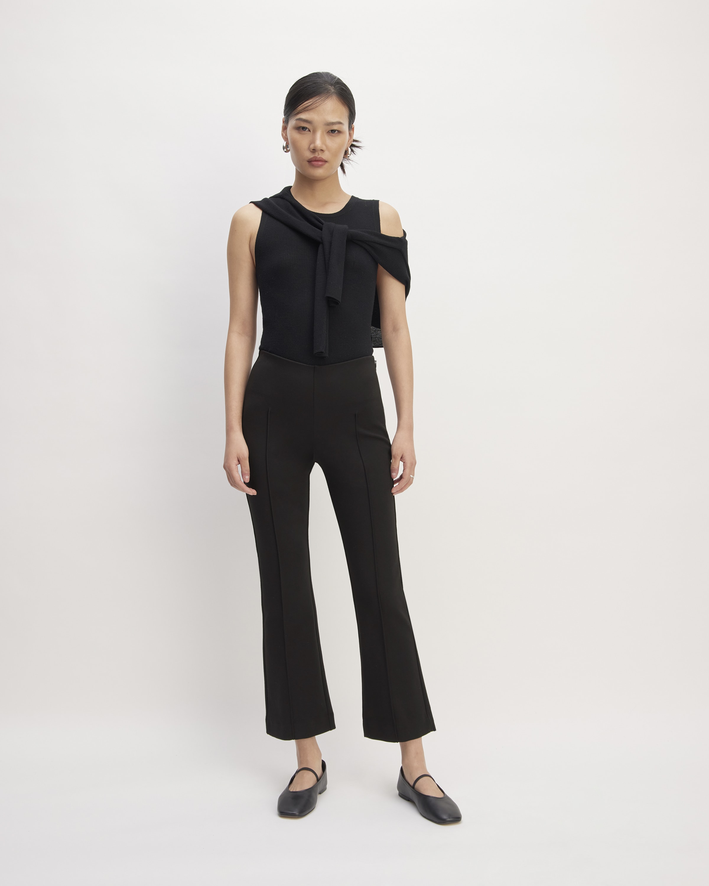 Double-Knit Cropped Flare Pants