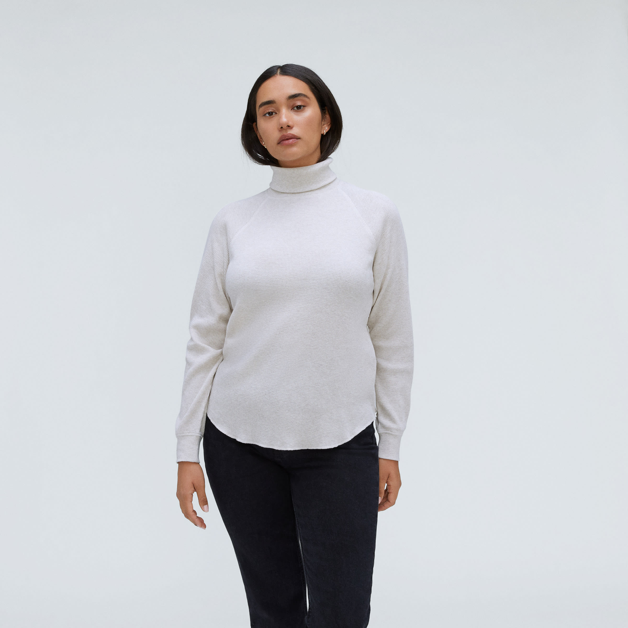 The Organic Cotton Turtleneck Waffle Tee Heathered Tan – Everlane