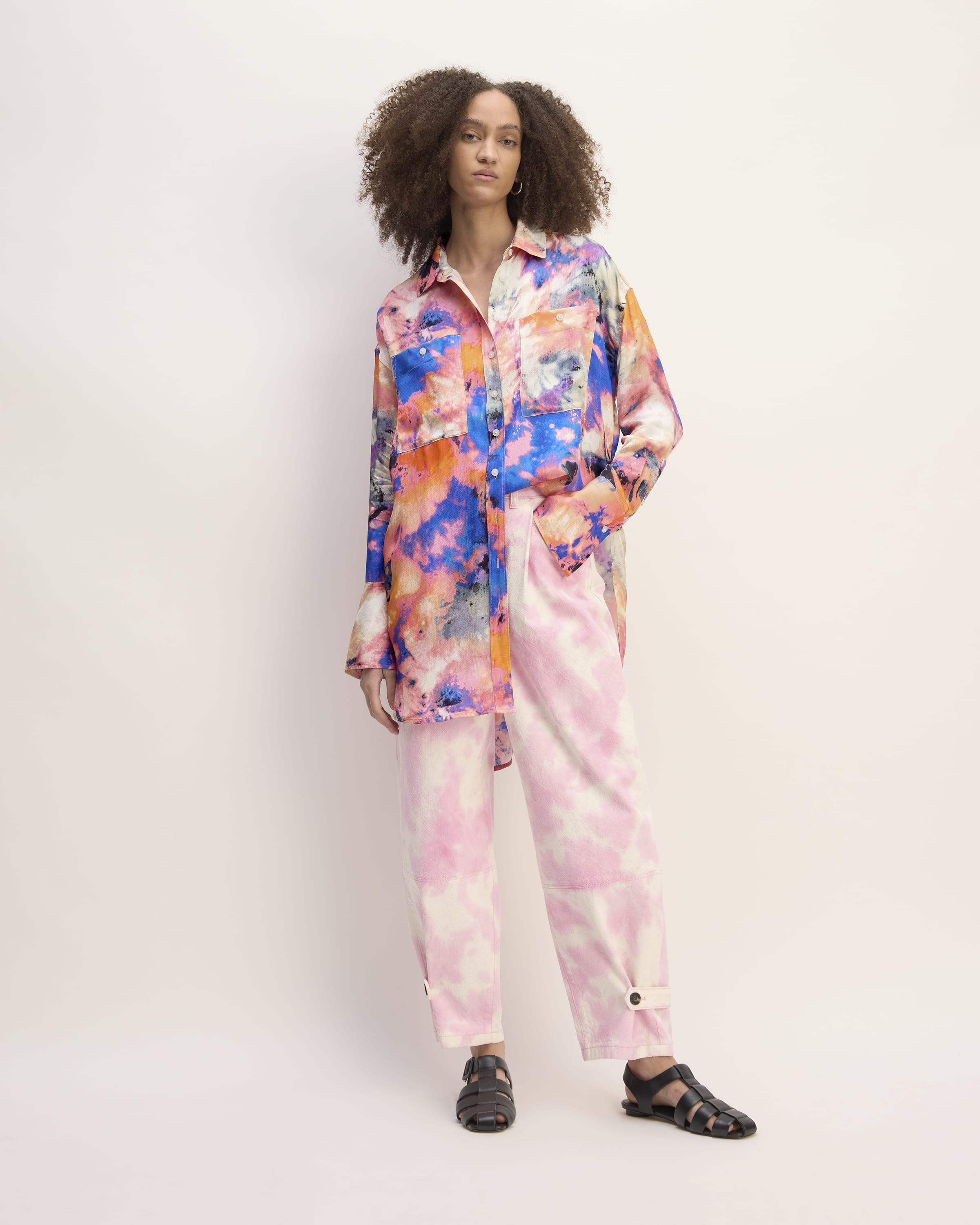 The Everlane x Marques' Almeida Satin Tie-Dye Shirt Multi Tie-Dye ...