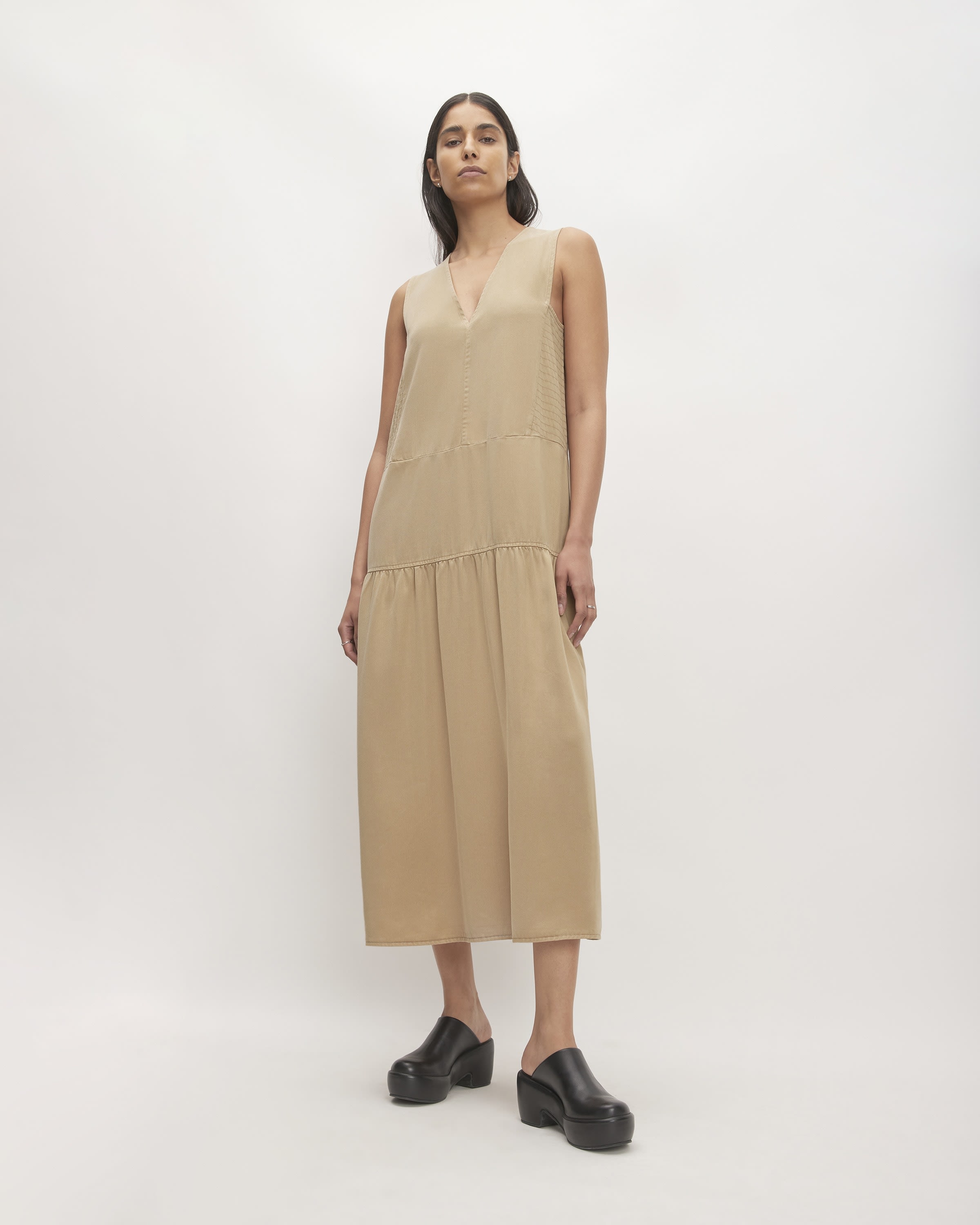 The TENCEL V Neck Dress Cornstalk Everlane