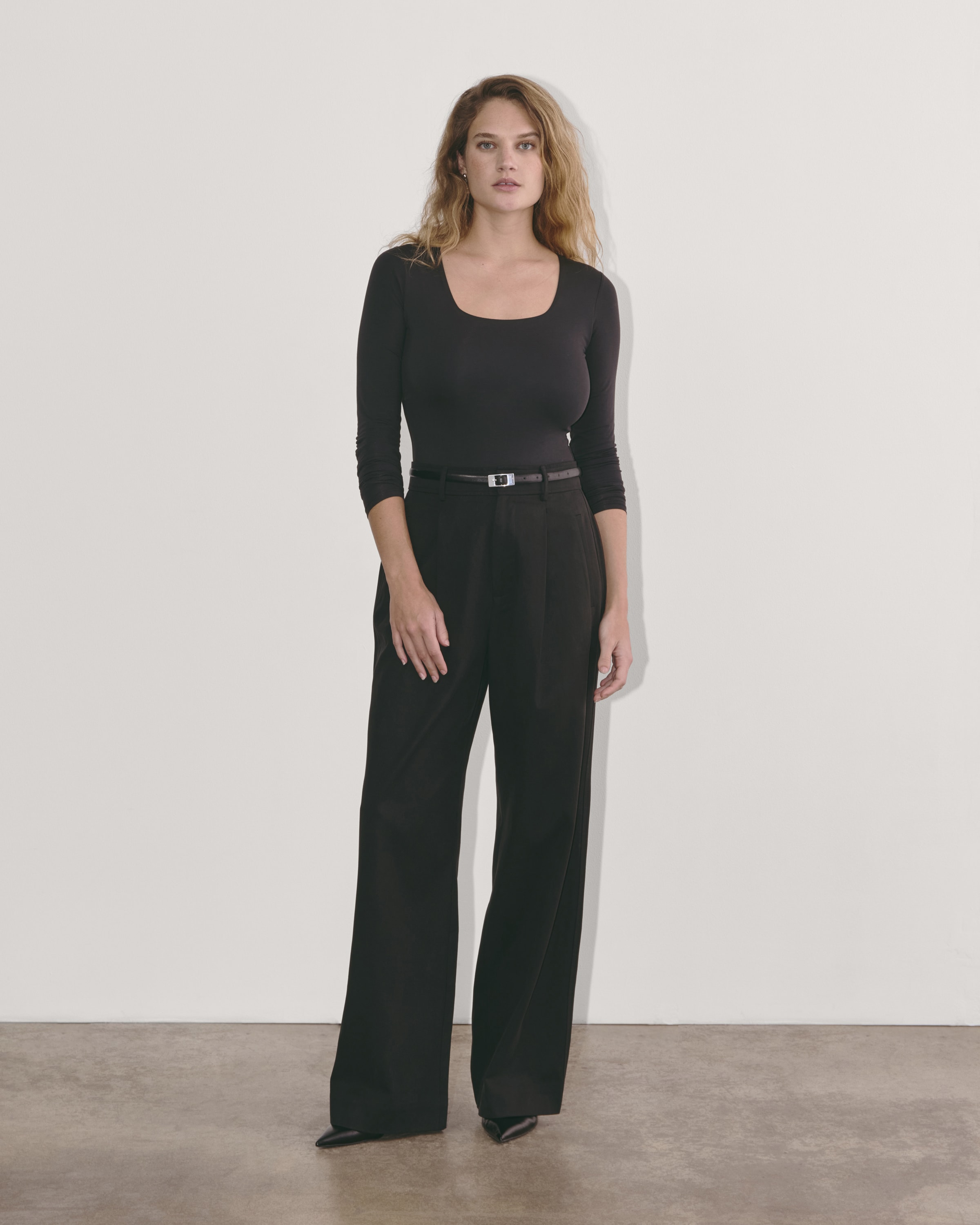 The Long-Sleeve Supima® Square-Neck Bodysuit Black – Everlane