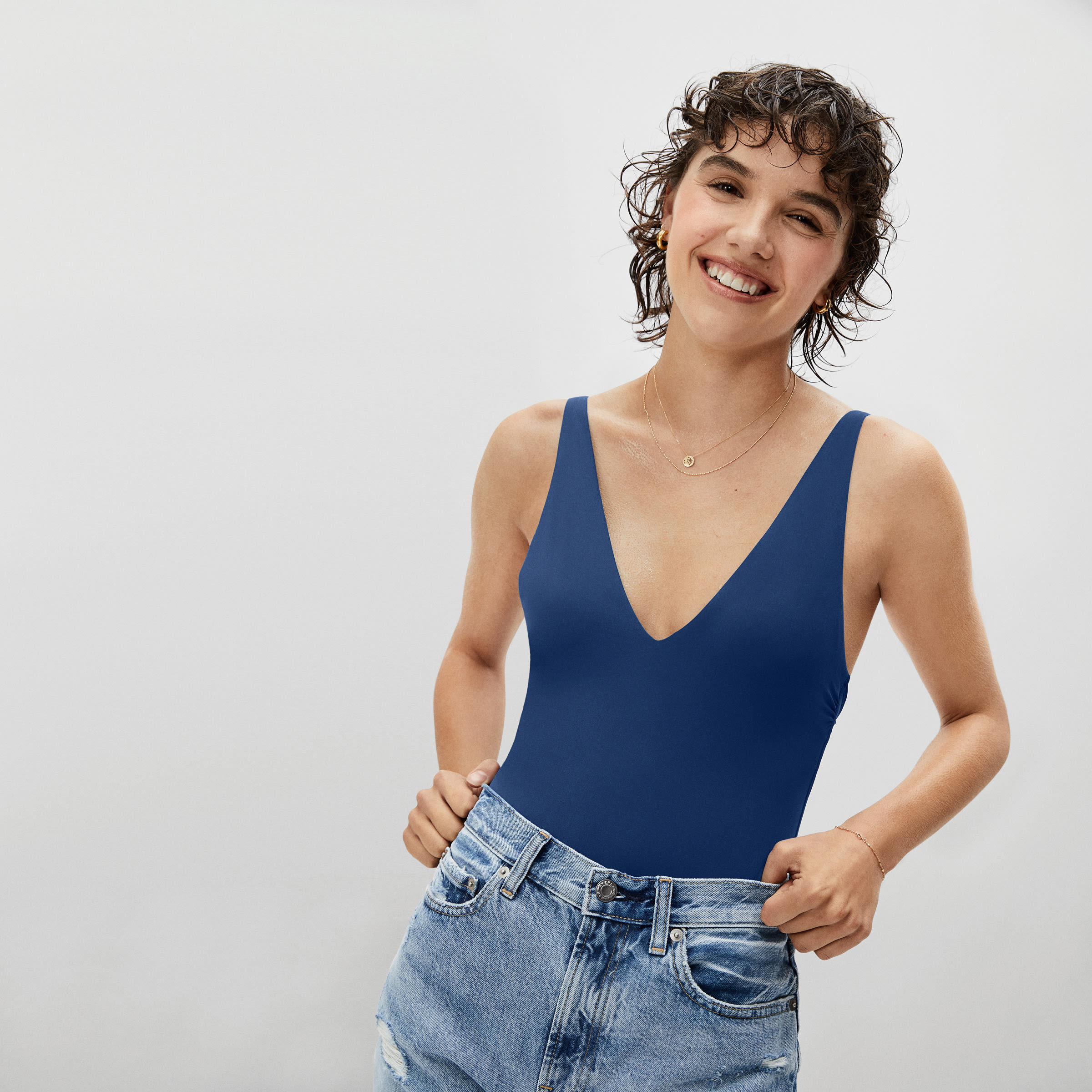 The V-Neck One-Piece Blue Dusk – Everlane