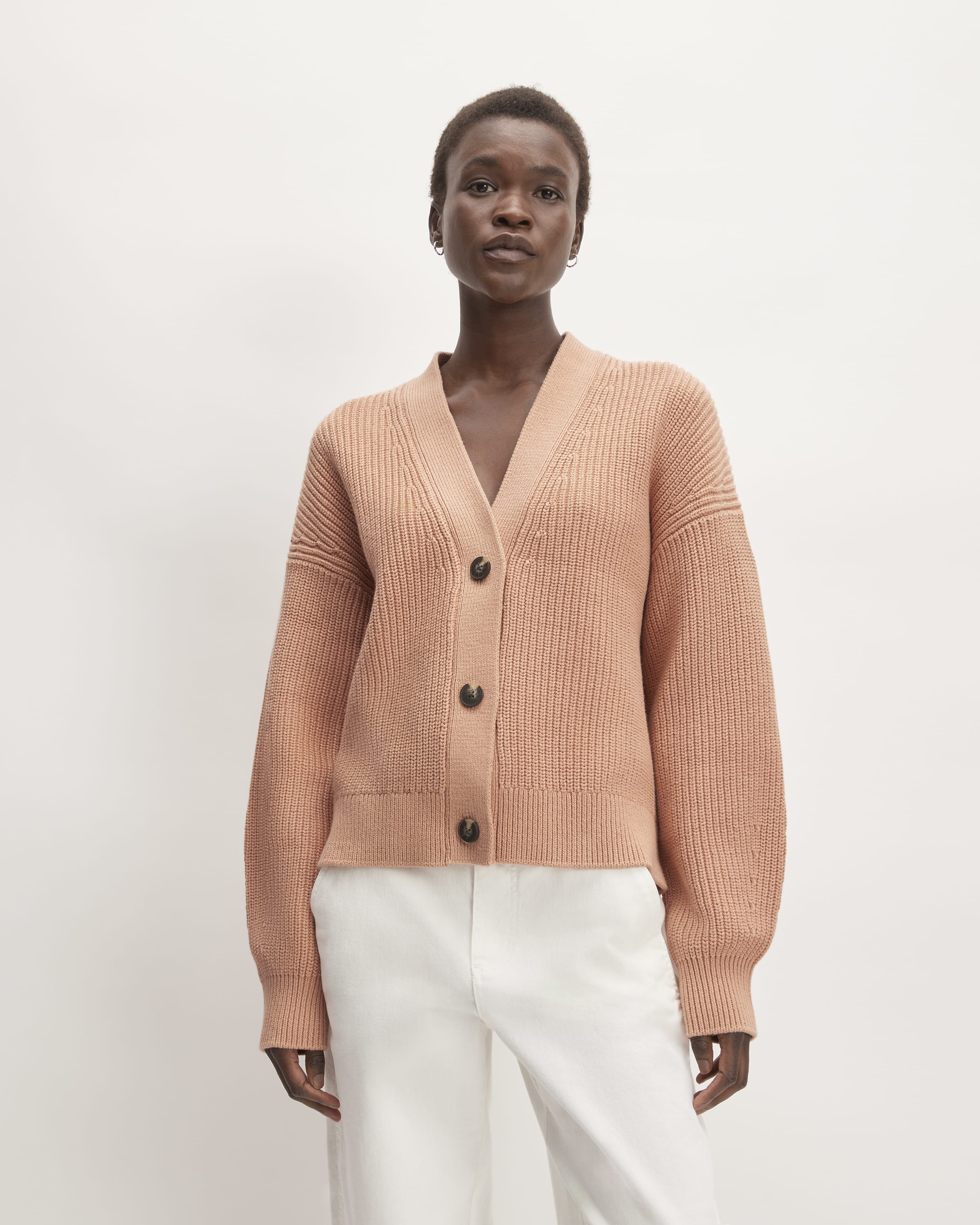 Pink Relaxed Cotton Cardigan, Sustainable Womenswear