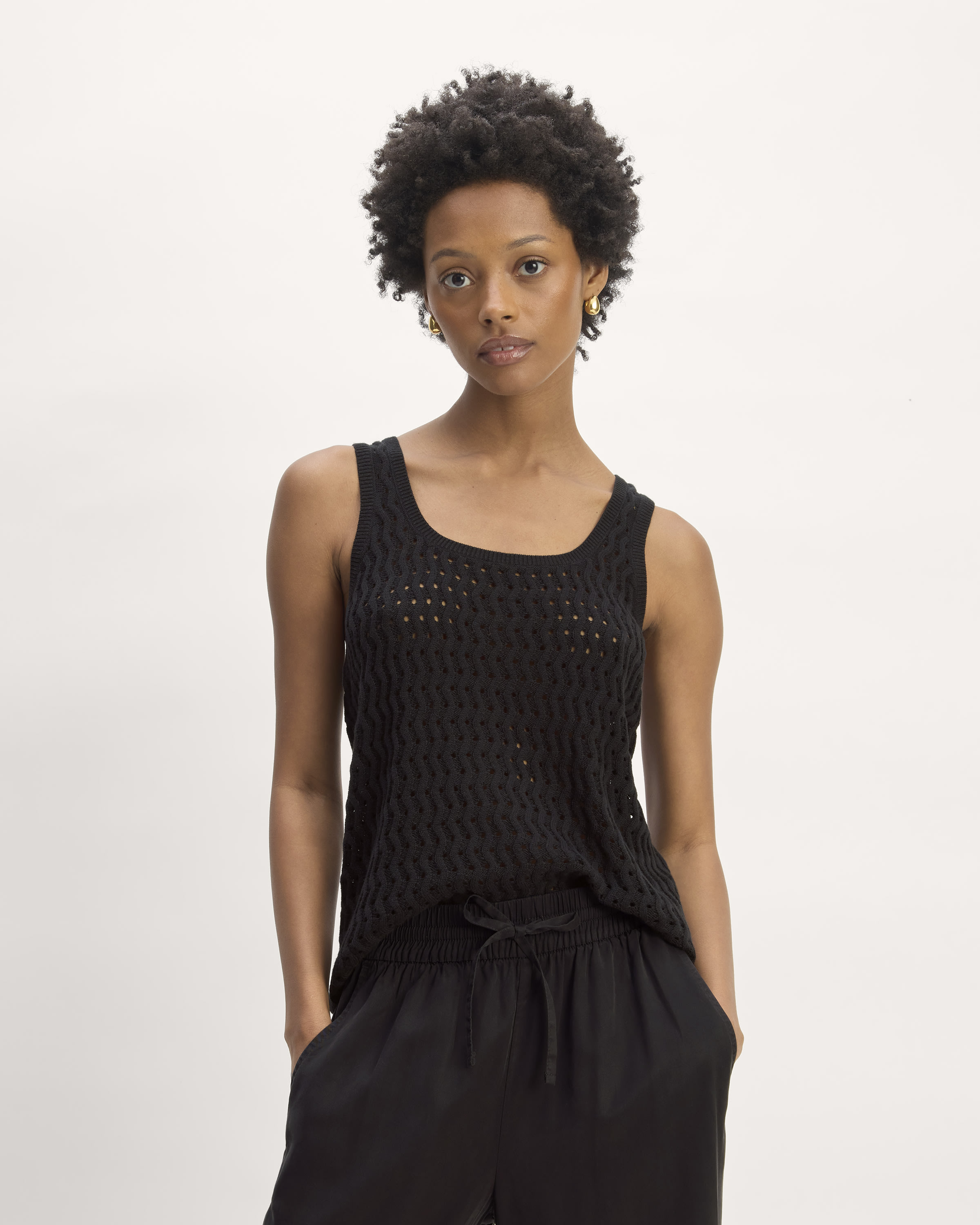 The Crochet Knit Tank Black Everlane