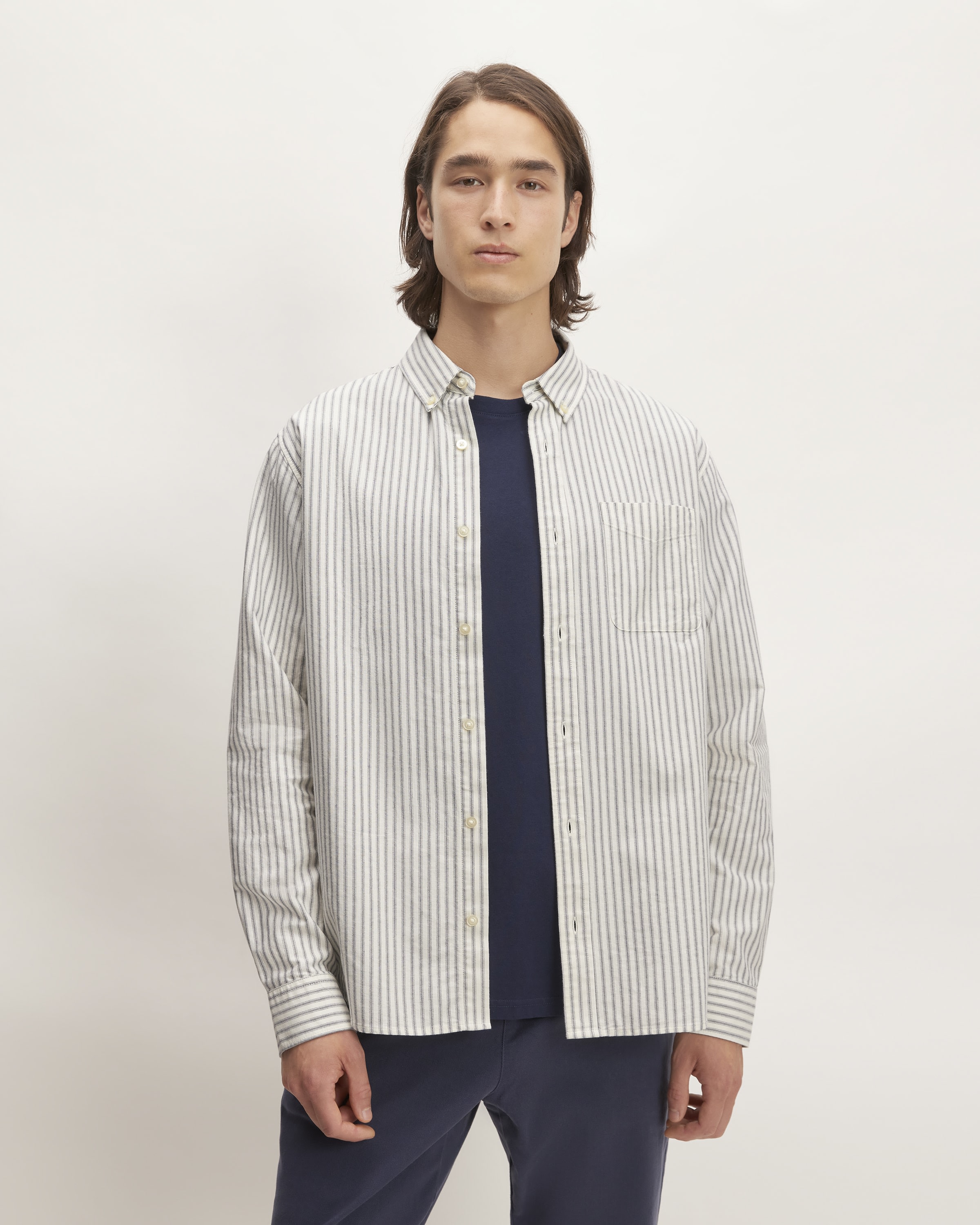 The Classic Oxford Shirt Bone / Navy – Everlane