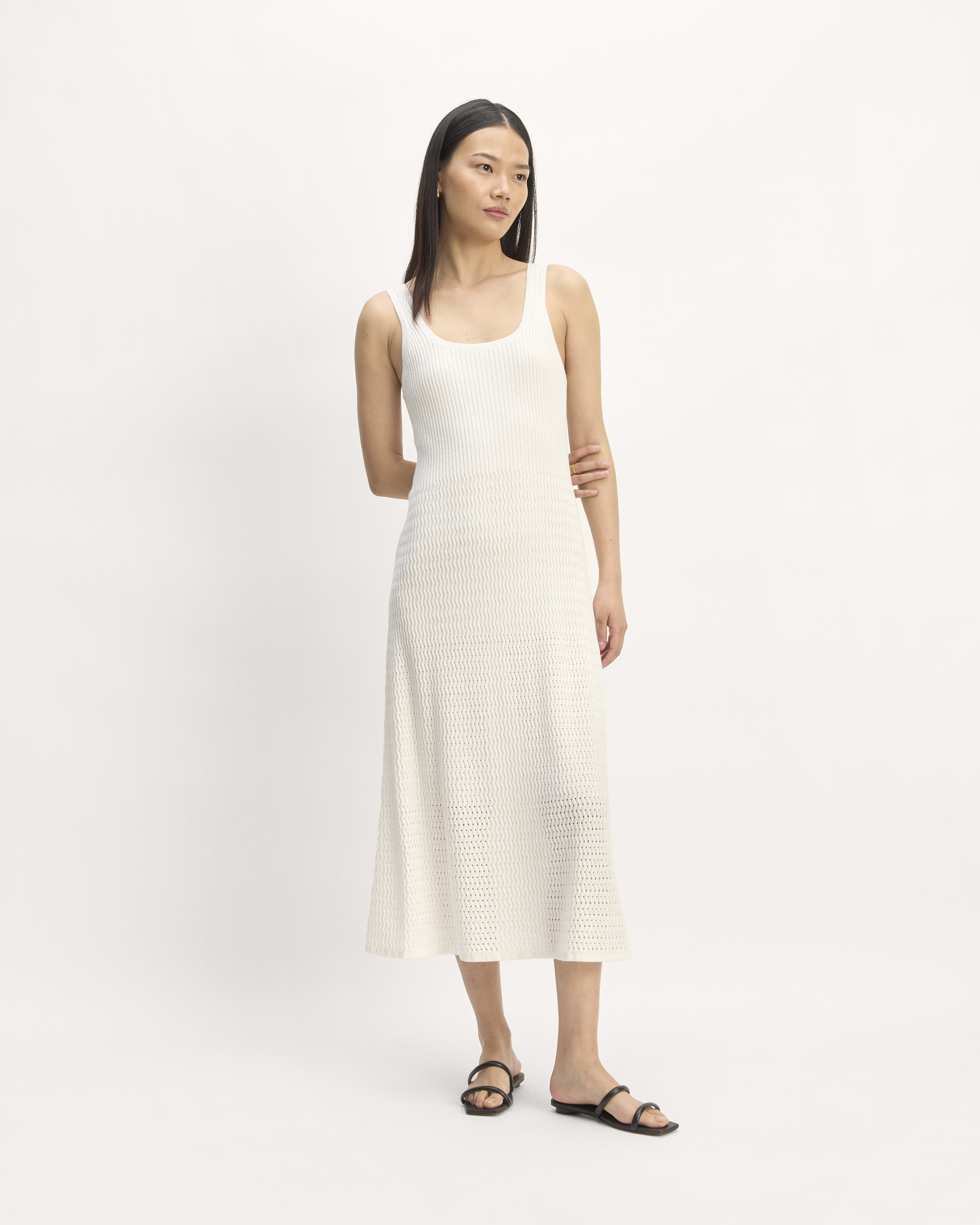 The Crochet Knit Tank Dress Bone Everlane