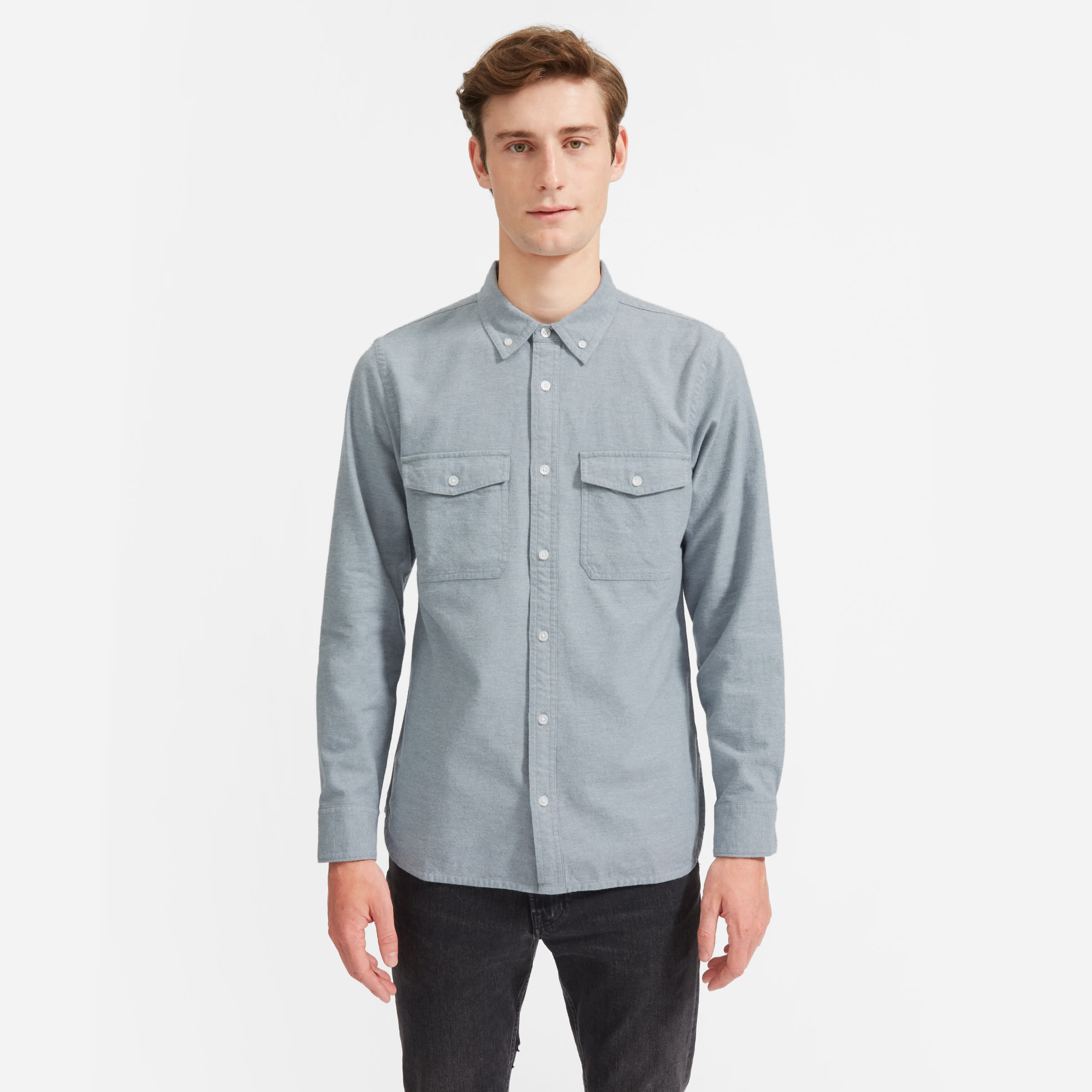 The Brushed Flannel Shirt Heathered Mist – Everlane