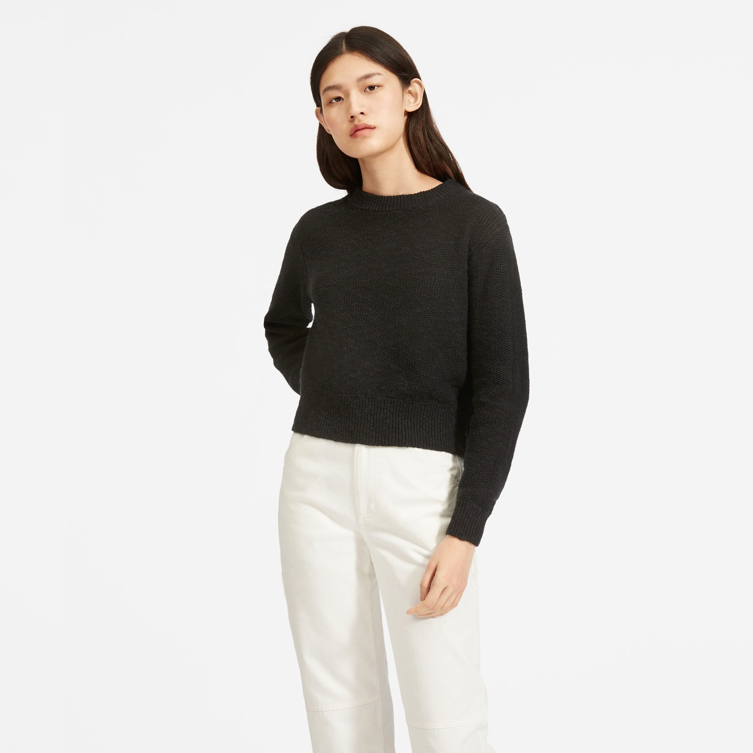 The Cotton-Linen Crew Washed Black – Everlane