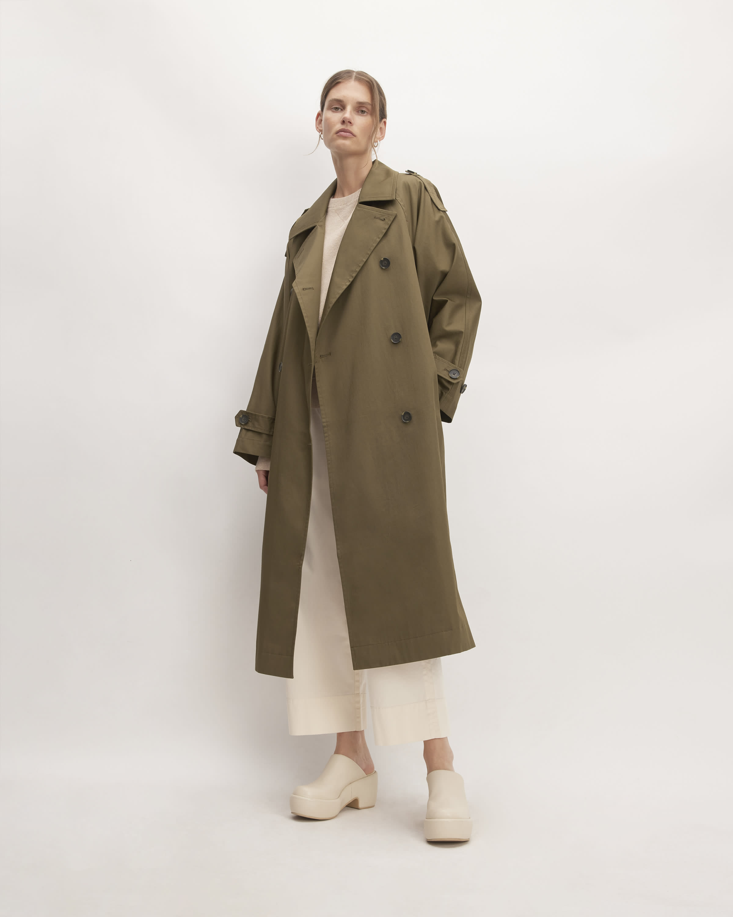 The Cotton Long Trench Coat Beech – Everlane