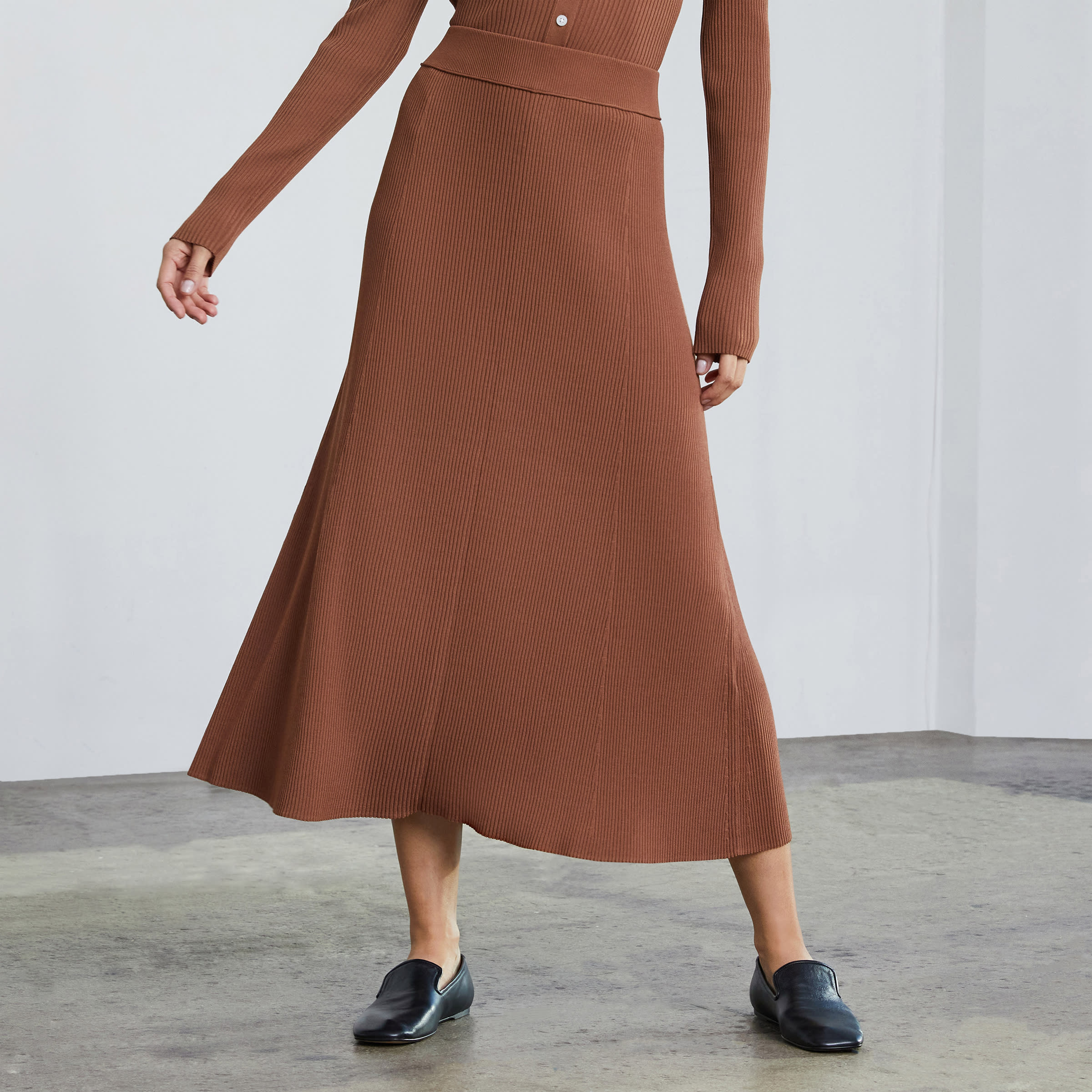 Brushed Organic Cotton Skirt Cocoa Brown