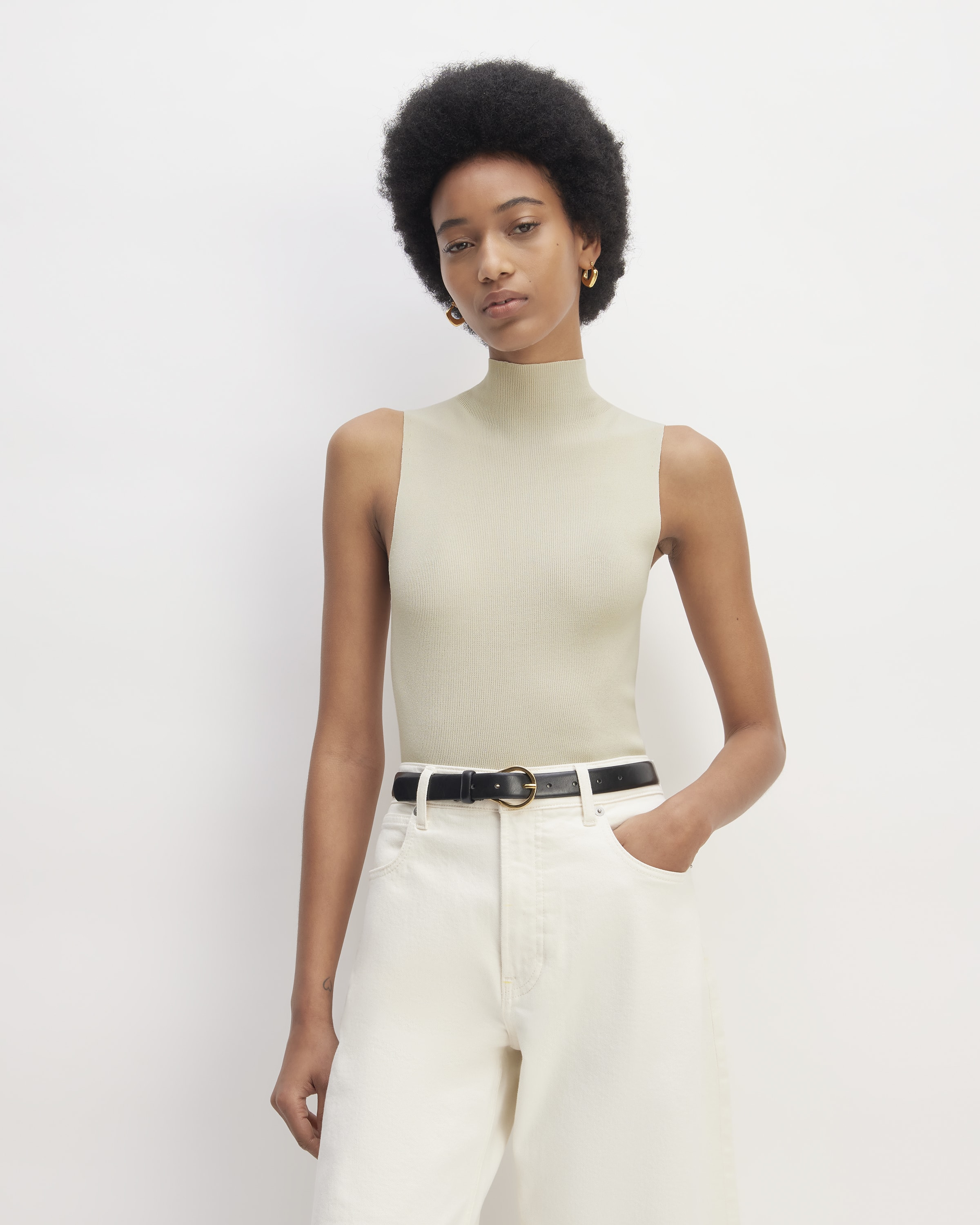 The Viscose Mock Neck Top Beige – Everlane The Viscose Mock Neck Top Beige – Everlane