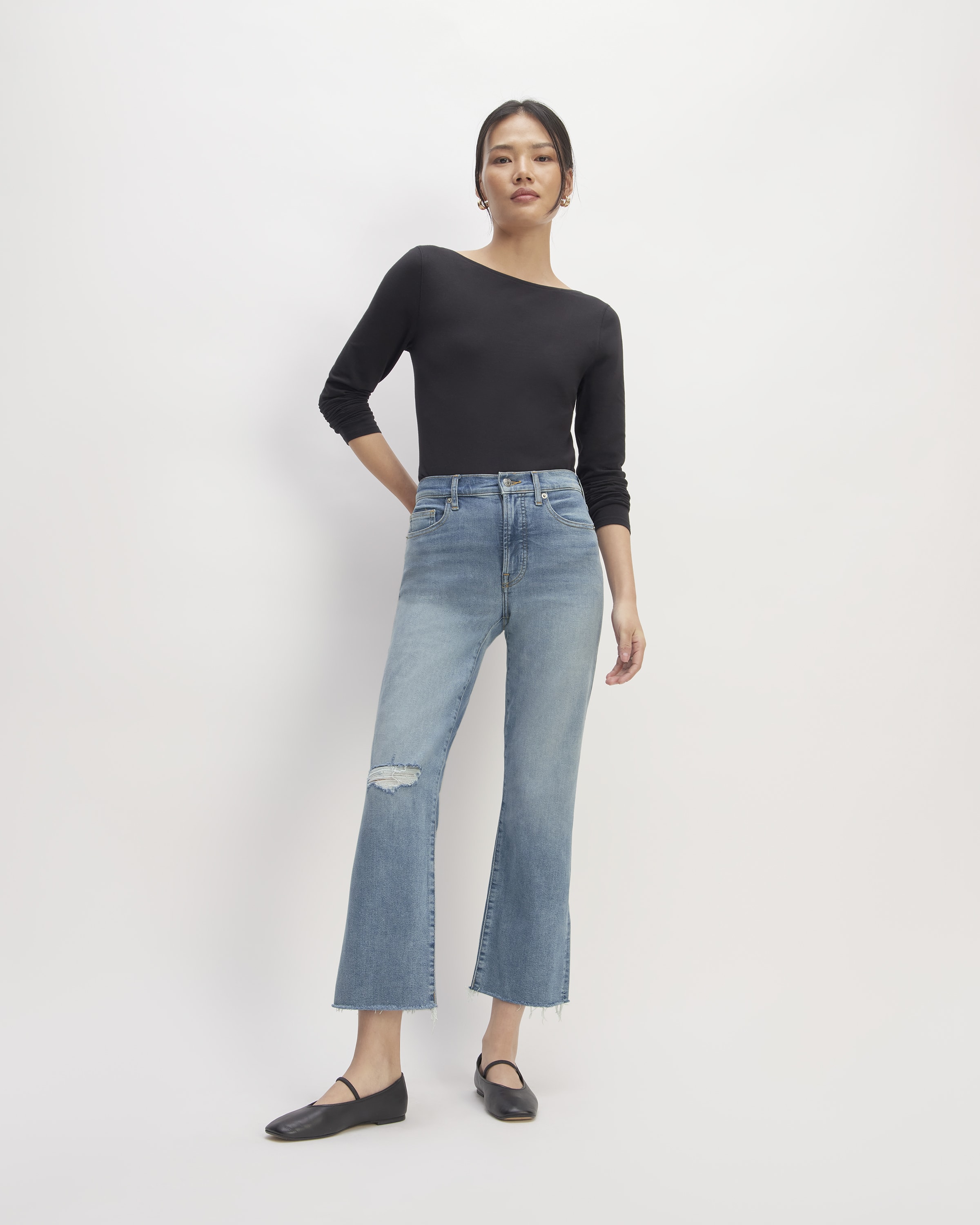 The Kick Bootcut Jean Whiskered Blue – Everlane