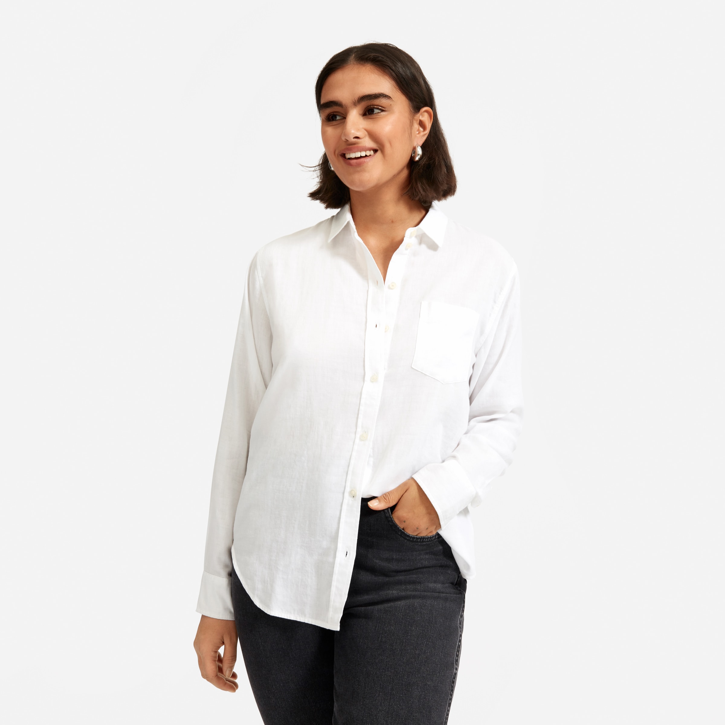 Women's Double Gauze Long Sleeve Button Down Shirt